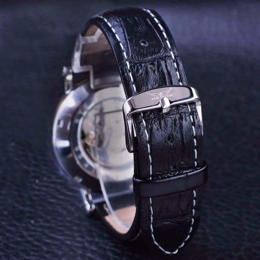 Premium Blue Hands White Dial Leather Strap Men's Automatic Mechanical Watch with 3 Subdials & Diamond Accents - Perfect for Business, Formal Events & Luxury Gift Giving