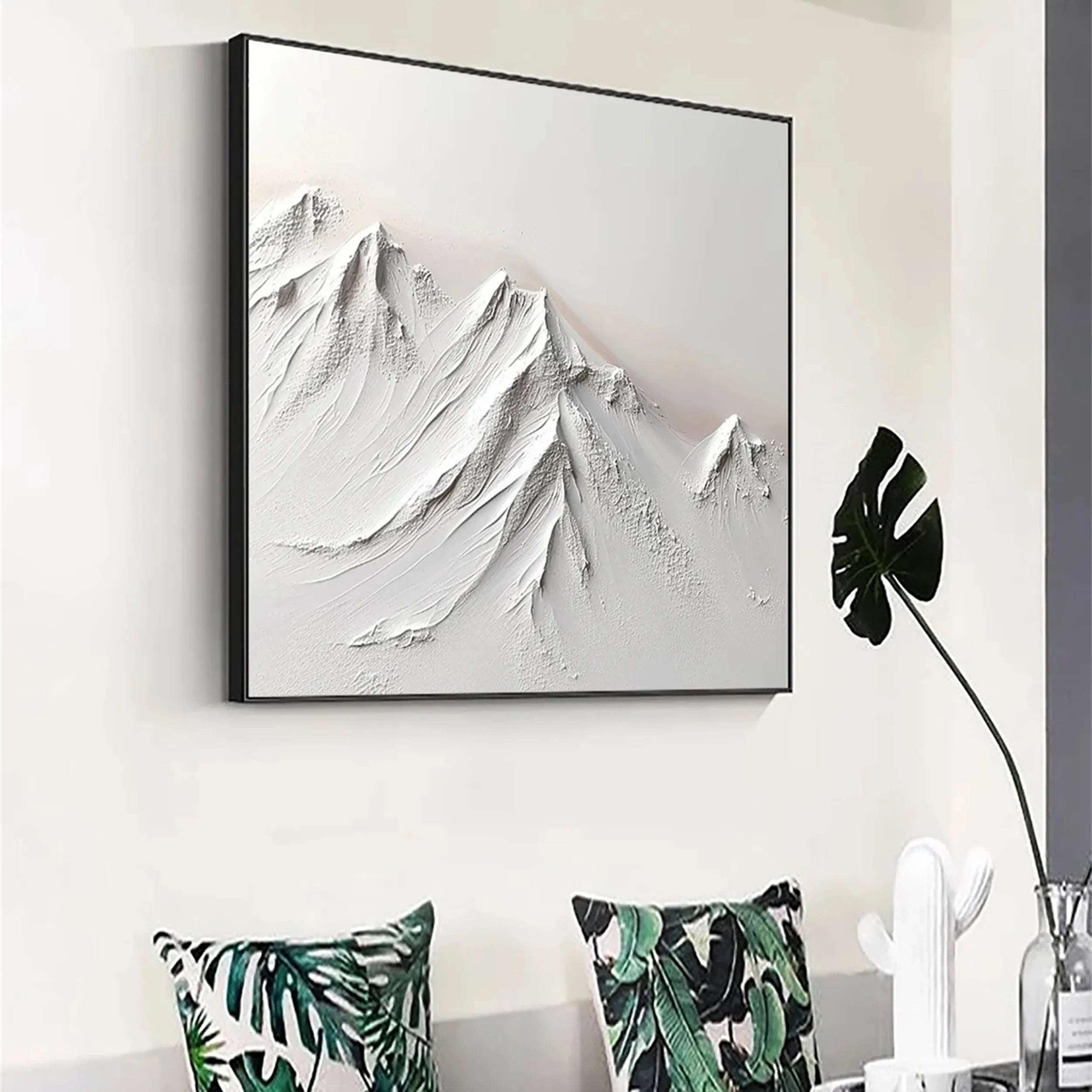 White Minimalist Textured Painting Canvas #MM237 - Abstract Wall Art for Modern Home & Office Decor