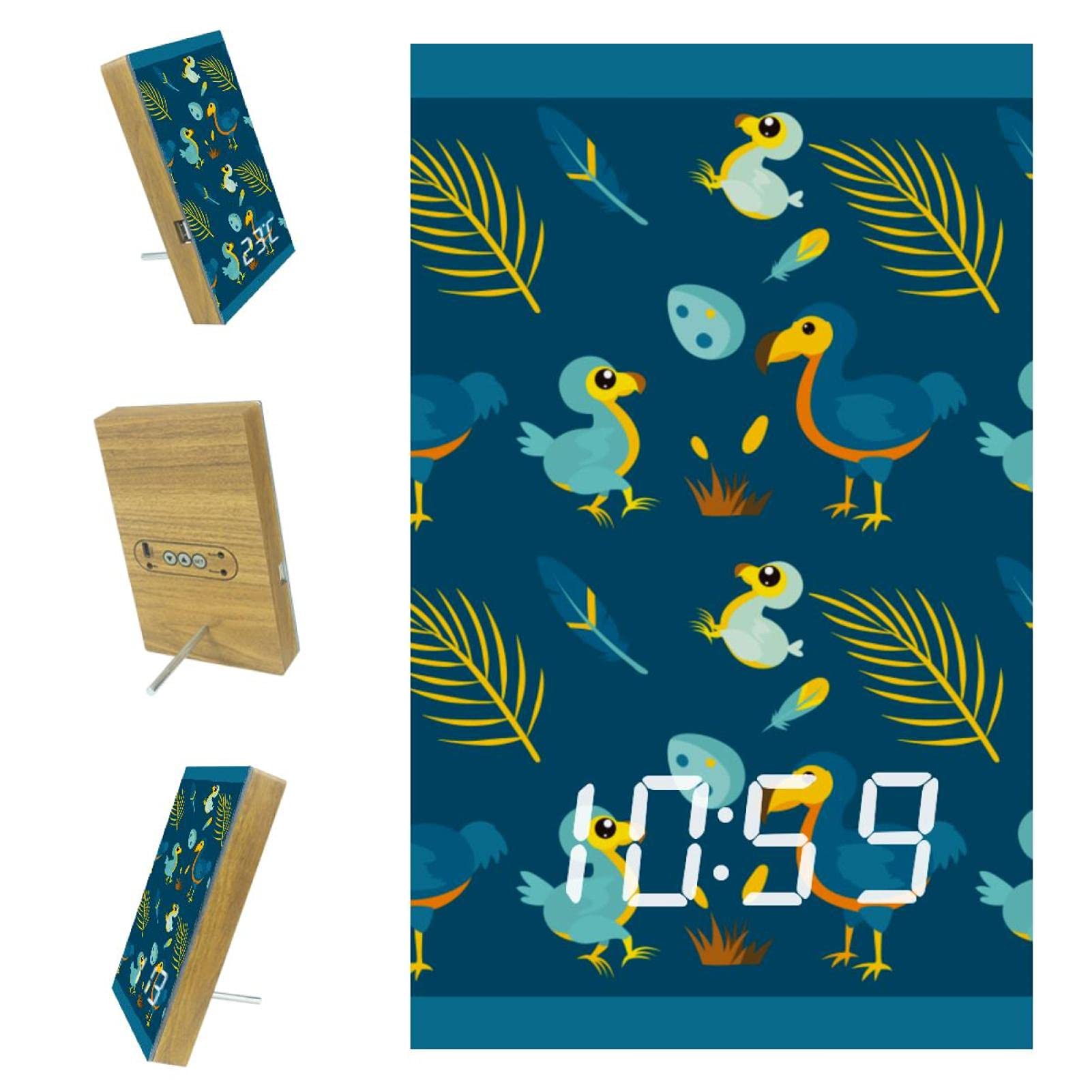 Best2buy365 LED Digital Alarm Clock with Temperature & Humidity Display, USB Charger - Cute Blue Cartoon Dodo Bird Design for Kids, Teens & Adults | Perfect for Bedroom, Nursery, Office & Travel