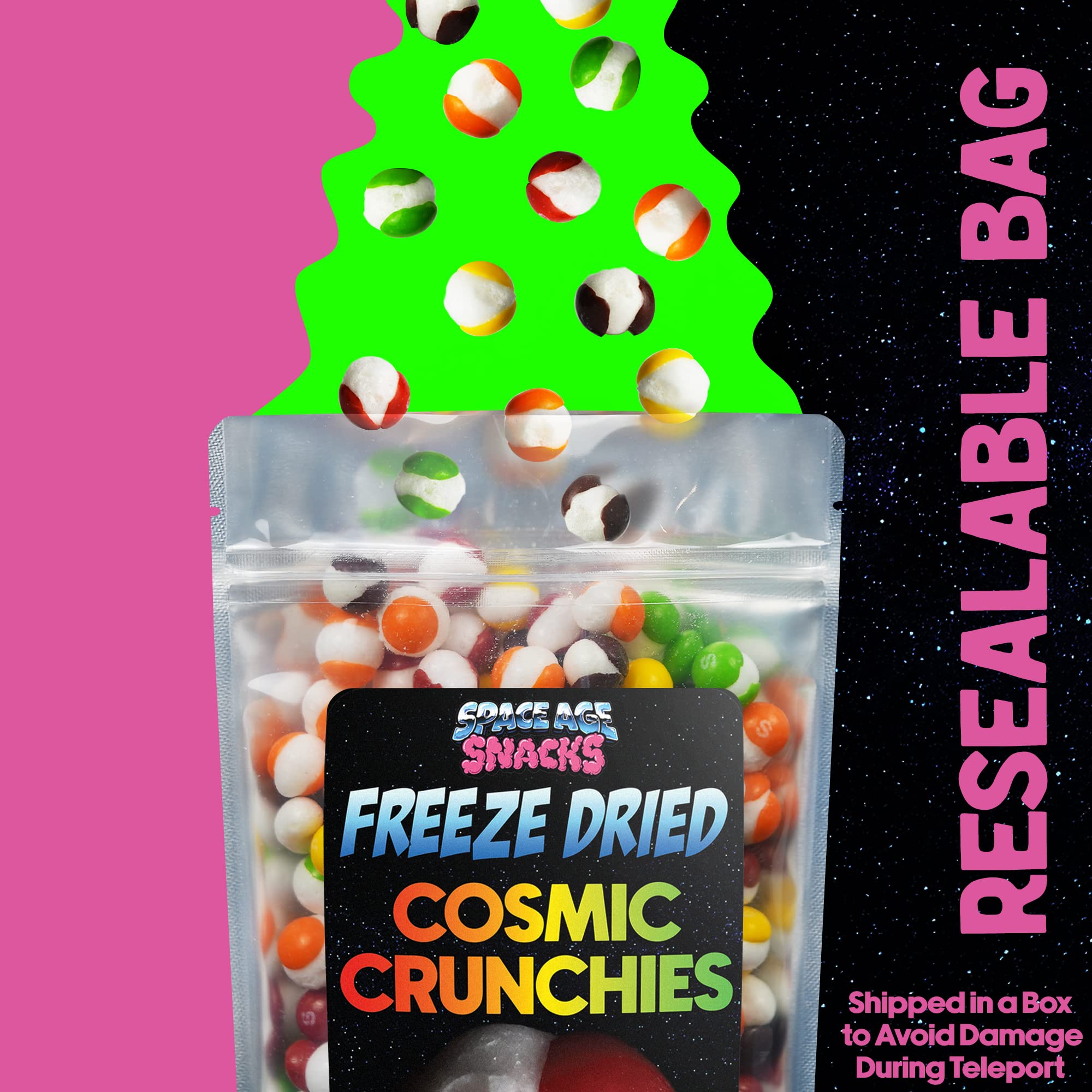 Premium Freeze Dried Cosmic Crunchies Candy - 4oz Space Age Snacks for Kids & Adults | Crunchy Freeze-Dried Treats Perfect for Lunchboxes, Parties & Space-Themed Events | Original Flavor with Protective Packaging