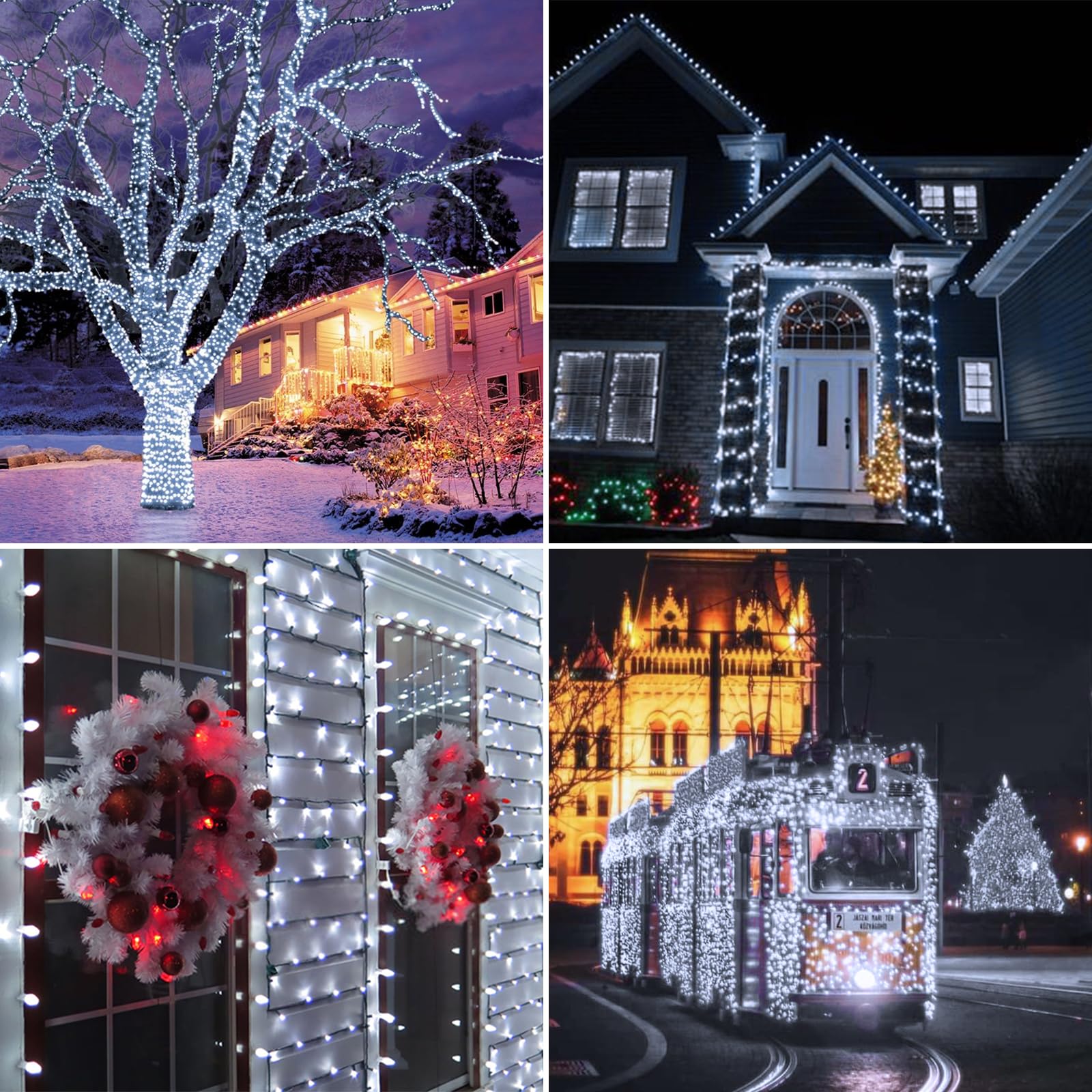 Upgrade 2 Pack 180FT 500LED Solar String Lights Outdoor - IP65 Waterproof with 8 Lighting Modes | Cool White Solar Twinkle Lights for Garden, Tree, Party & Christmas Decorations | Perfect for Patio, Backyard, Wedding and Holiday Lighting