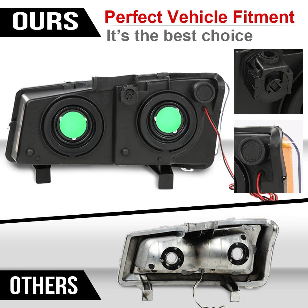 2003-2006 Chevy Silverado Headlight Assembly Replacement - Smoked Lens, Chrome Housing & Amber Reflector (4-Piece Set) | Perfect for Night Driving & Off-Road Adventures