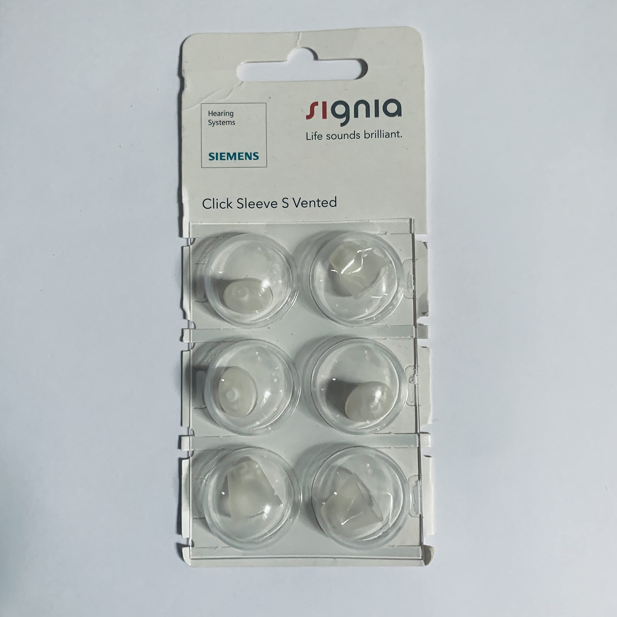 Signia Connexx Click Sleeve Dome for CIC ITC RIC Hearing Aids - Small Vented (6 Pack) - Comfortable Secure Fit for Invisible Hearing Devices - Perfect for Daily Use at Work, Home & Social Events