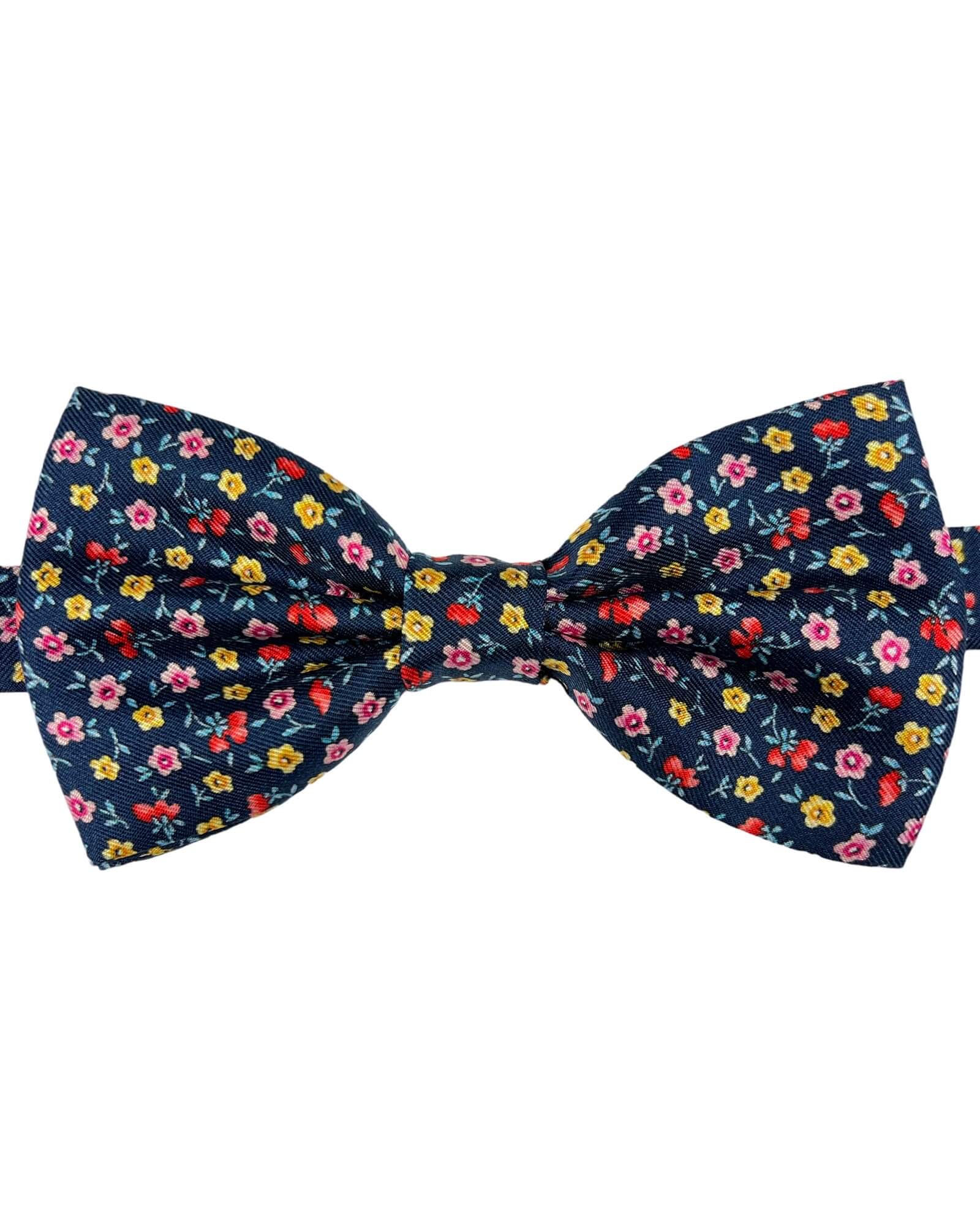DÉCLIC Ciavari Navy Floral Bow Tie for Men - Elegant Wedding, Prom, Party & Formal Accessories - Perfect for Grooms, Bridesmaids & Special Occasions