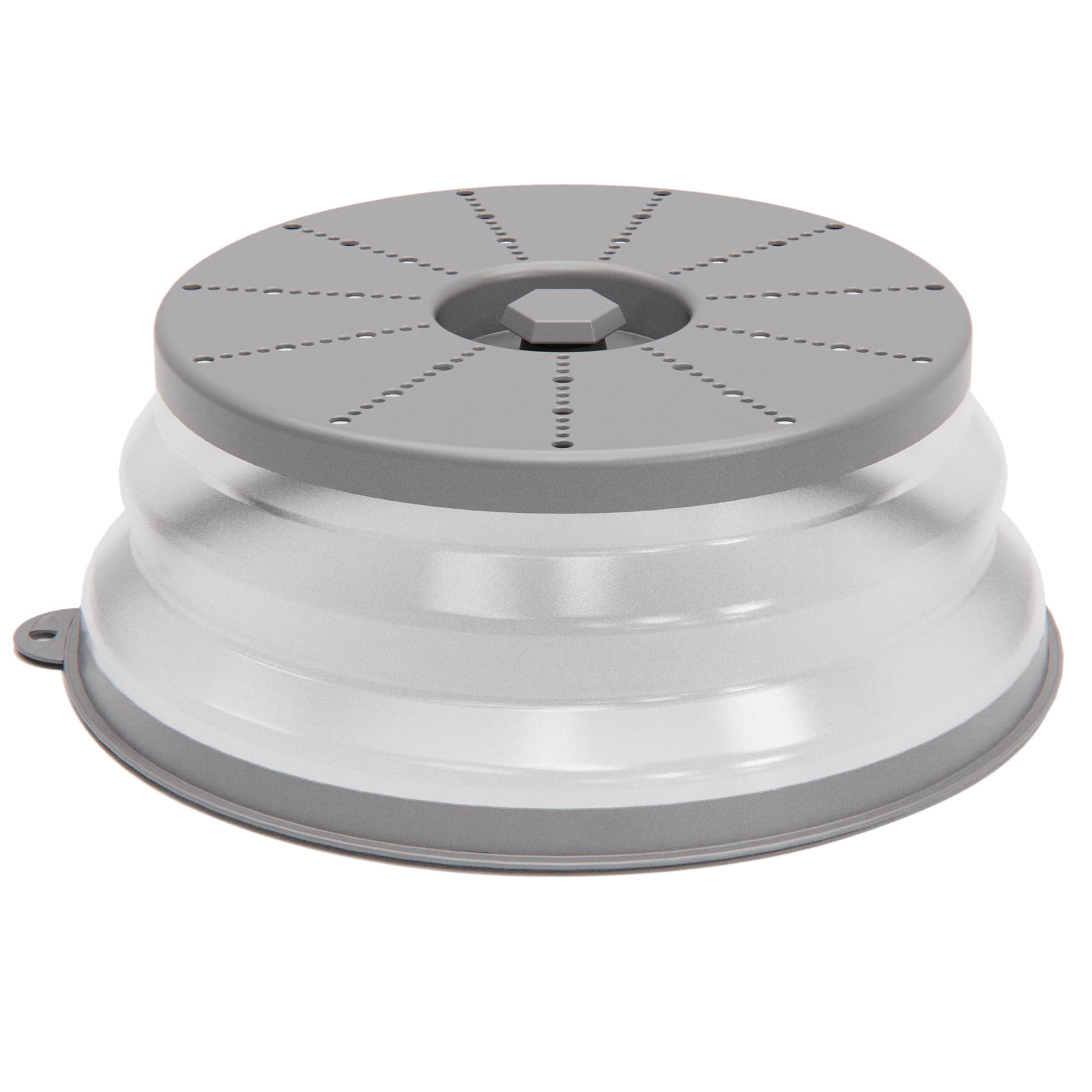 Vented Microwave Splatter Cover with Hook Hole - Splatter Guard & Colander Kitchen Gadget for Food Prep - Grey - Perfect for Cooking, Reheating & Meal Preparation