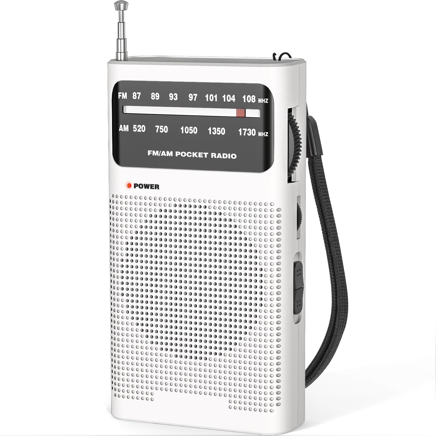 Tendak Portable AM/FM Pocket Radio with Excellent Reception & Sound Quality, Battery Operated Mini Transistor Radio (White) - Perfect for Outdoor Activities, Travel, Emergencies & Home Use