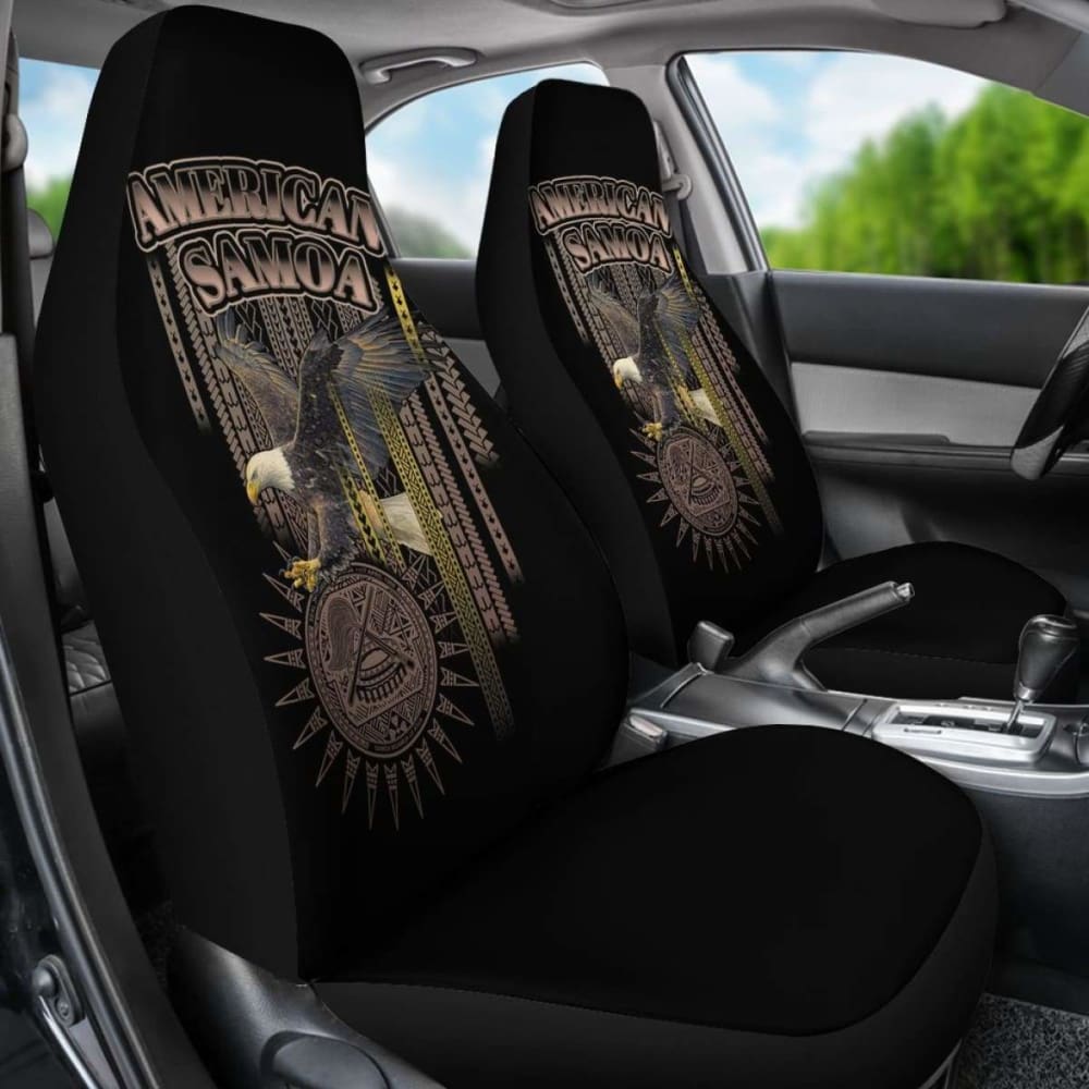 Premium American Samoa Polynesian Car Seat Covers with Eagle Coat of Arms Design - Durable & Stylish for Trucks, SUVs, and Sedans - Perfect for Road Trips, Commuting, and Everyday Protection