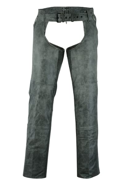 Daniel Smart Motorcycle Leather Chaps - All Season Unisex Biker Pants with Adjustable Fit & Convenient Pockets for Harley, Cruiser & Adventure Riding