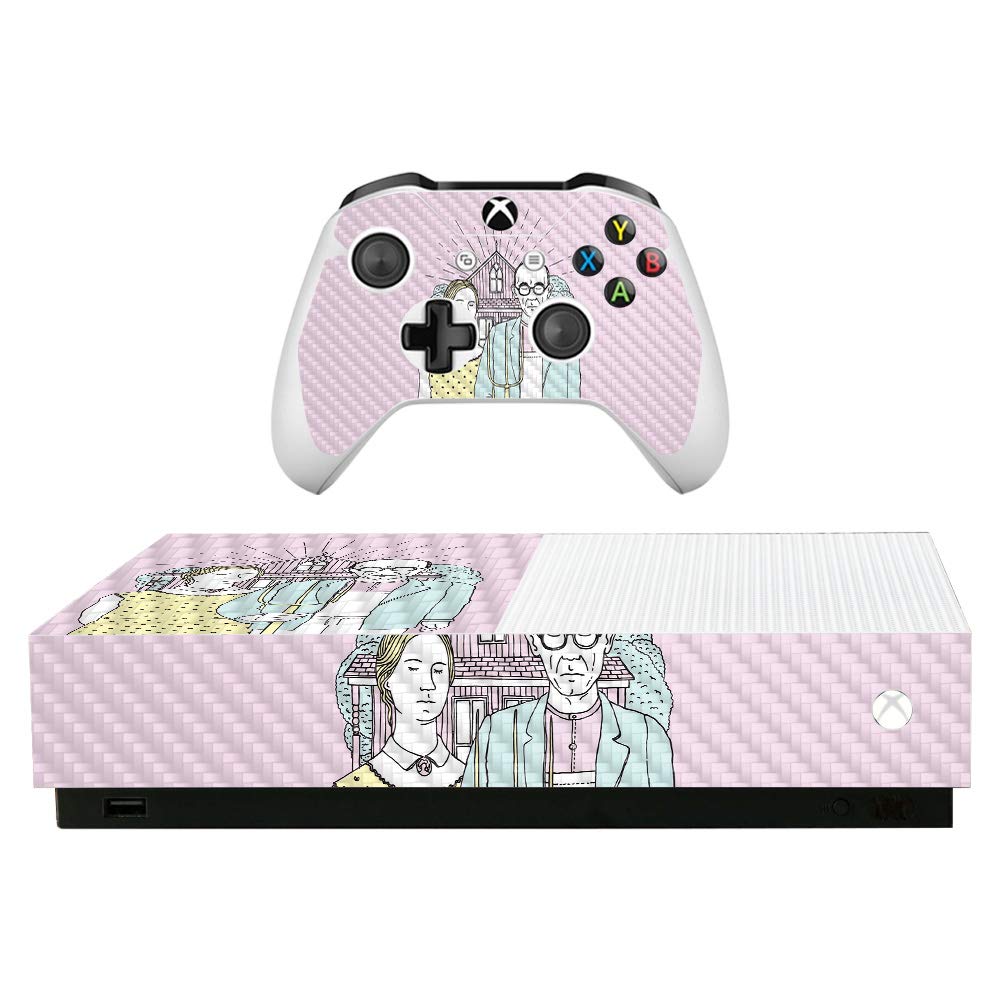 Premium Carbon Fiber Skin for Microsoft Xbox One S All-Digital Edition - American Gothic Pop Design | Protective Textured Cover | Easy to Apply & Remove | Made in USA | Perfect for Gaming Protection & Customization
