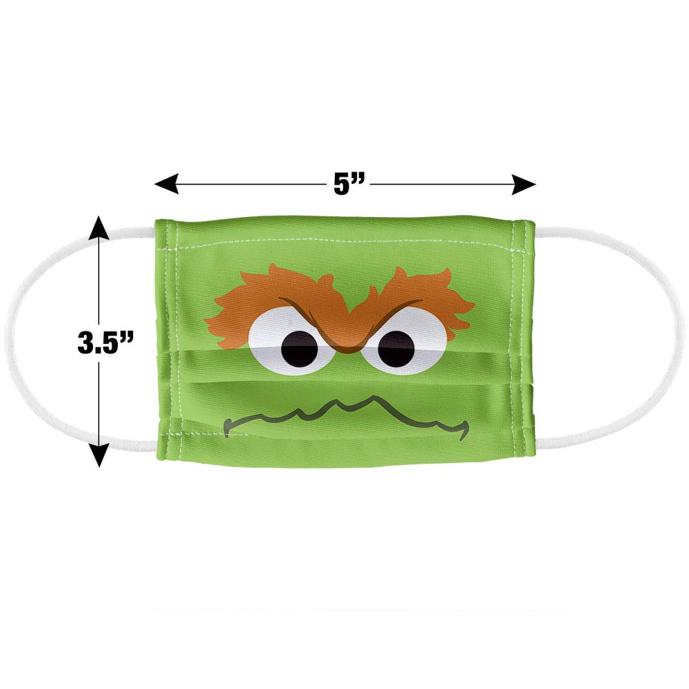 Sesame Street Oscar The Grouch Kids Reusable Face Mask with Adjustable Nose Wire - 1-Ply Washable Cloth Mask for School, Travel & Daily Protection