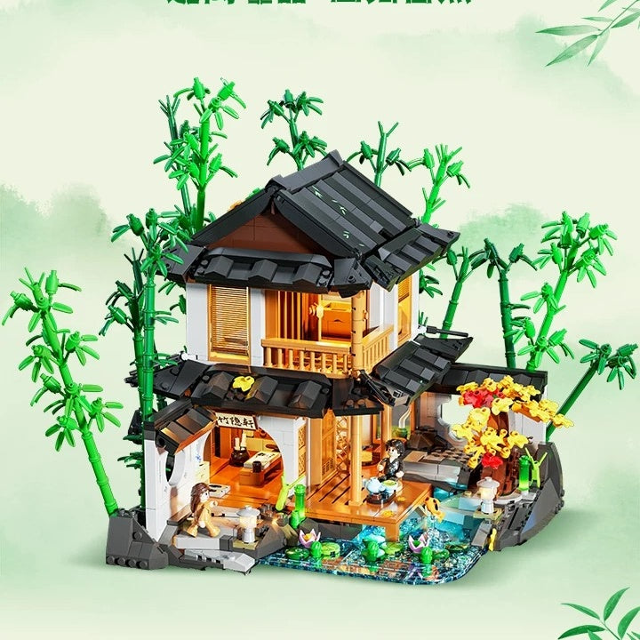 Funwhole F9075 DIY Bamboo Forest Cottage Building Kit - Creative 3D Puzzle Model for Adults & Teens - Perfect for Home Decoration, Gift, and Relaxation