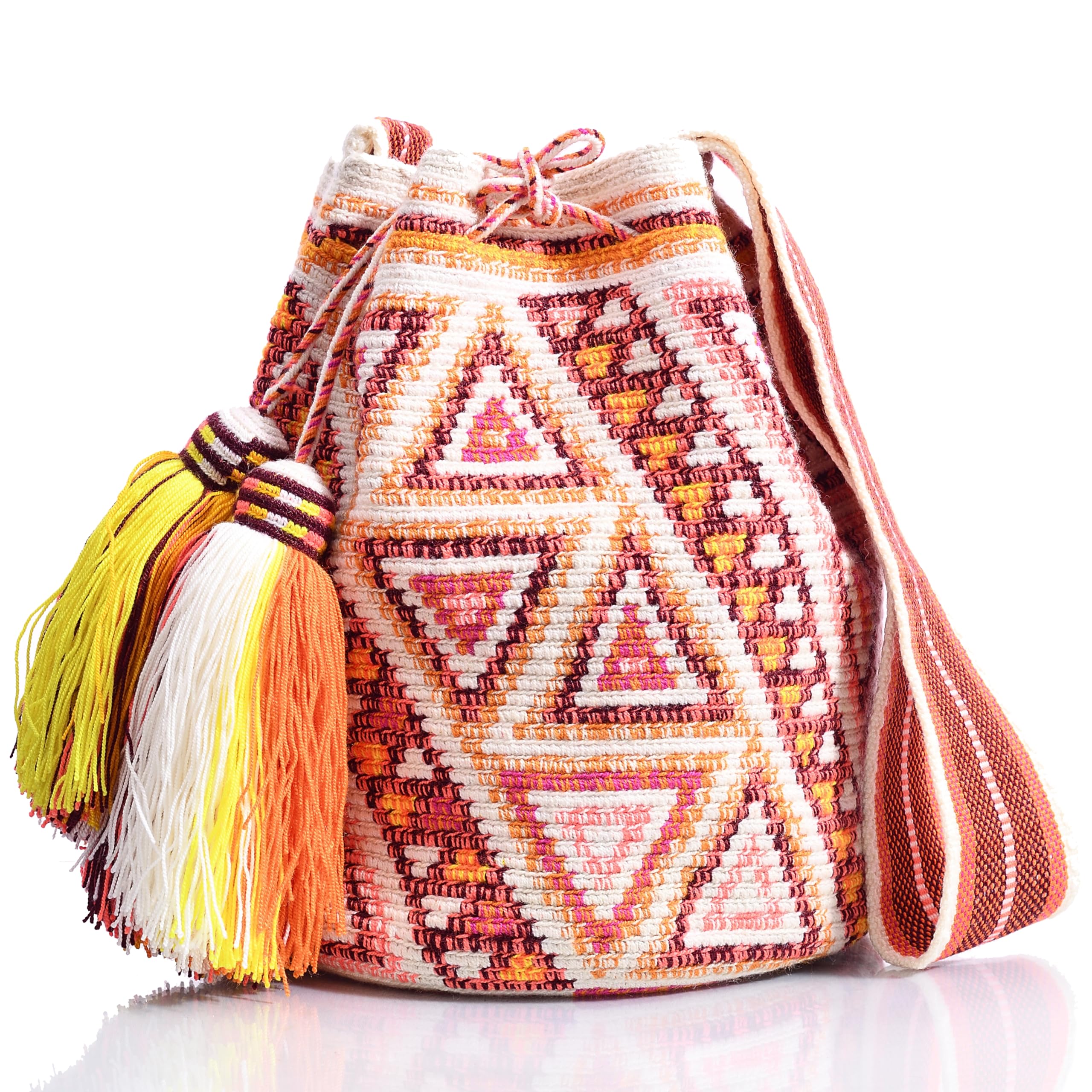 Authentic Handmade Wayuu Crochet Bag - Large Boho Tote for Women, Stylish & Durable Crossbody Purse - Perfect for Beach, Travel, Shopping & Festival Fashion