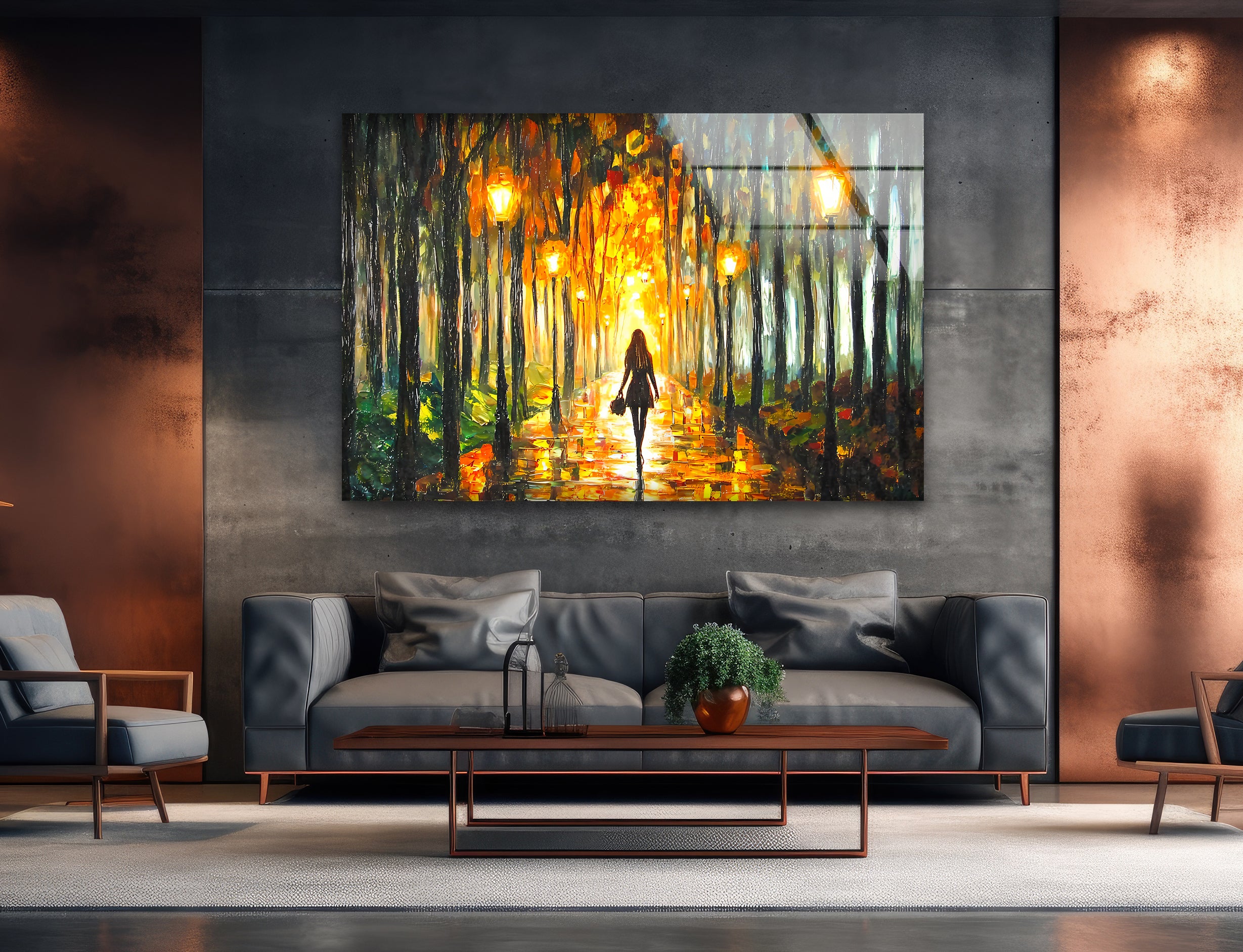 Original Afremov Woman Art Glass Wall Painting - Handmade Canvas Print for Living Room, Bedroom & Office Decor