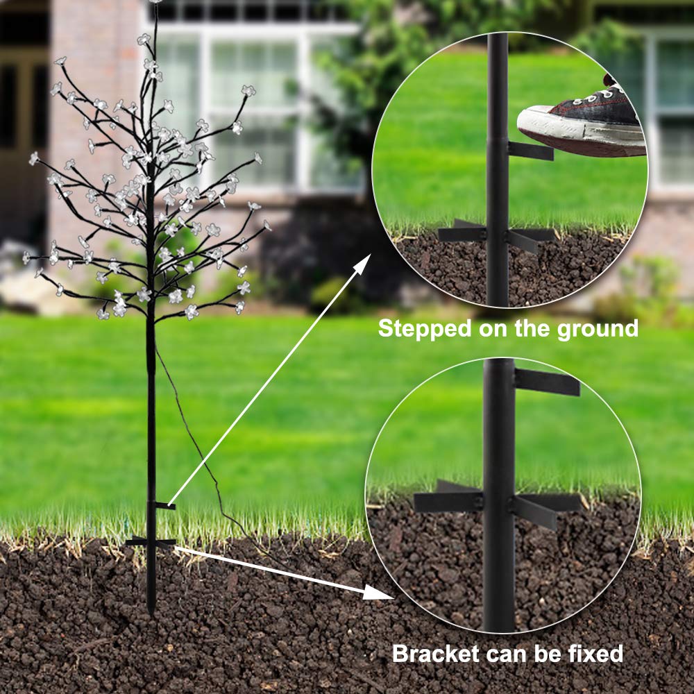 5FT 104LED Solar Powered Cherry Blossom Lights Outdoor - Adjustable Branch Solar Garden Tree Lights for Pathway, Yard, Lawn, Backyard, Holiday & Christmas Decoration - Perfect for Garden Parties, Wedding Decor and Nighttime Landscape Lighting