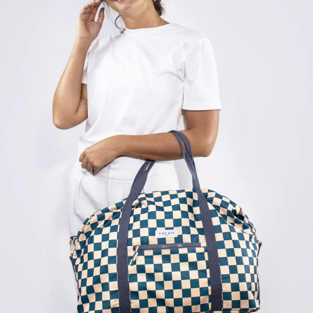 Kind Bag Weekend Duffel Holdall - Waterproof Checkerboard Pattern Gym Bag for Travel, Sports & Workout | Perfect for Gym, Overnight Trips & Weekend Getaways