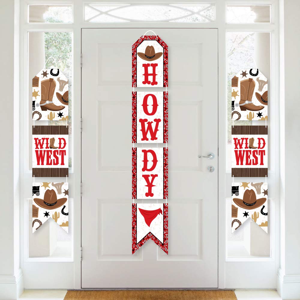 Western Hoedown Hanging Vertical Paper Door Banners - Wild West Cowboy Party Wall Decoration Kit for Indoor Door Decor - Perfect for Western Theme Parties, Cowboy Birthday Decorations, and Ranch-Style Home Decor