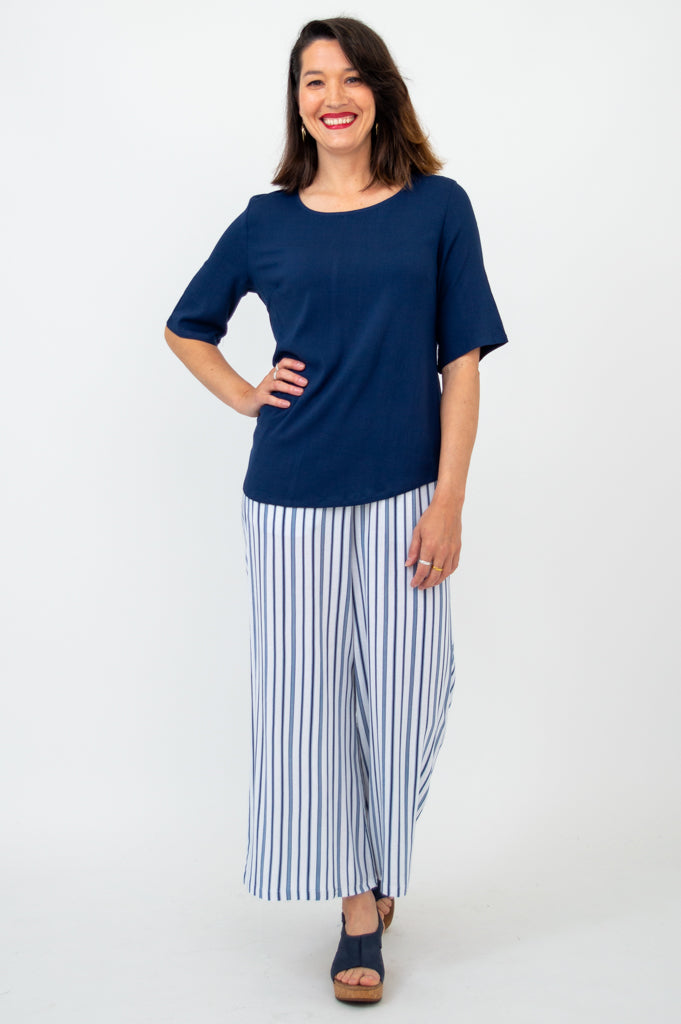 Liza Women's Indigo Bamboo V-Neck Top - Soft & Breathable Casual Shirt for Everyday Wear, Work, and Outdoor Activities
