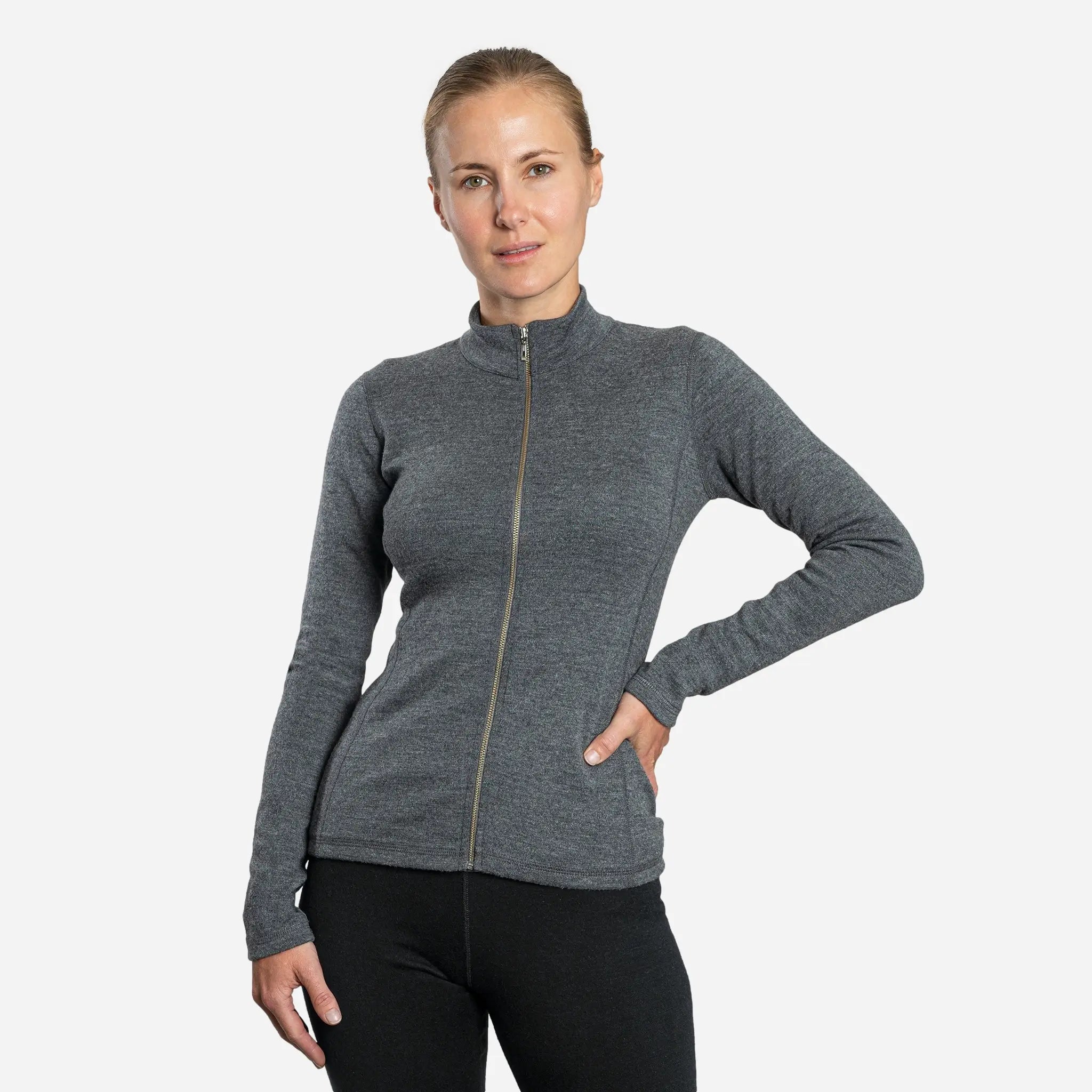 Women's Alpaca Wool Jacket - 420 Midweight Full Zip Fleece Coat for Outdoor Hiking & Winter Travel