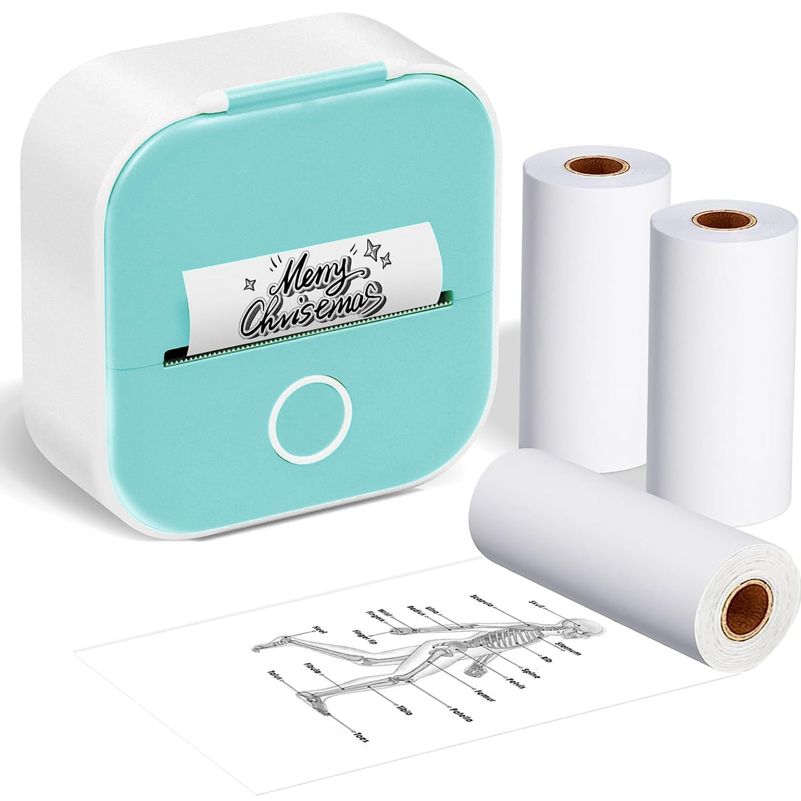 Portable Bluetooth Thermal Sticker Printer - T02 Mini Label Maker for Phone, Receipt & Photo Printing with 3 Rolls Thermal Paper | Perfect for Journaling, Memo Notes, DIY Crafts, Gift Tags & Small Business Labeling