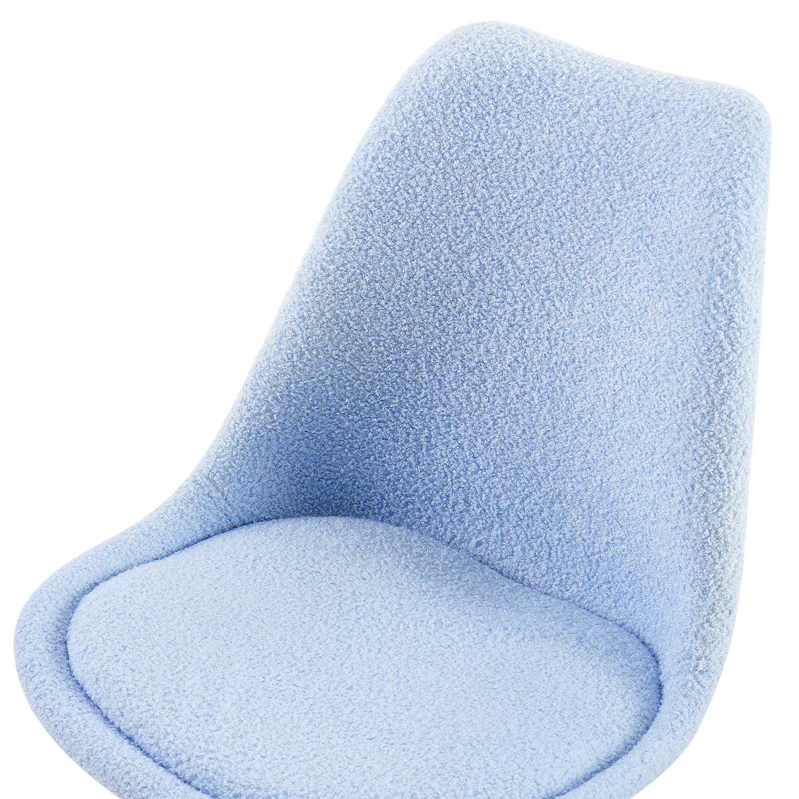 Nordic Style 6-Piece Dining Chair Set - Genuine Sheepskin Upholstery, Solid Beech Wood Legs & Wool Cushion - Casual Office & Kitchen Chairs in Blue - Perfect for Modern Home, Restaurant & Cozy Workspace