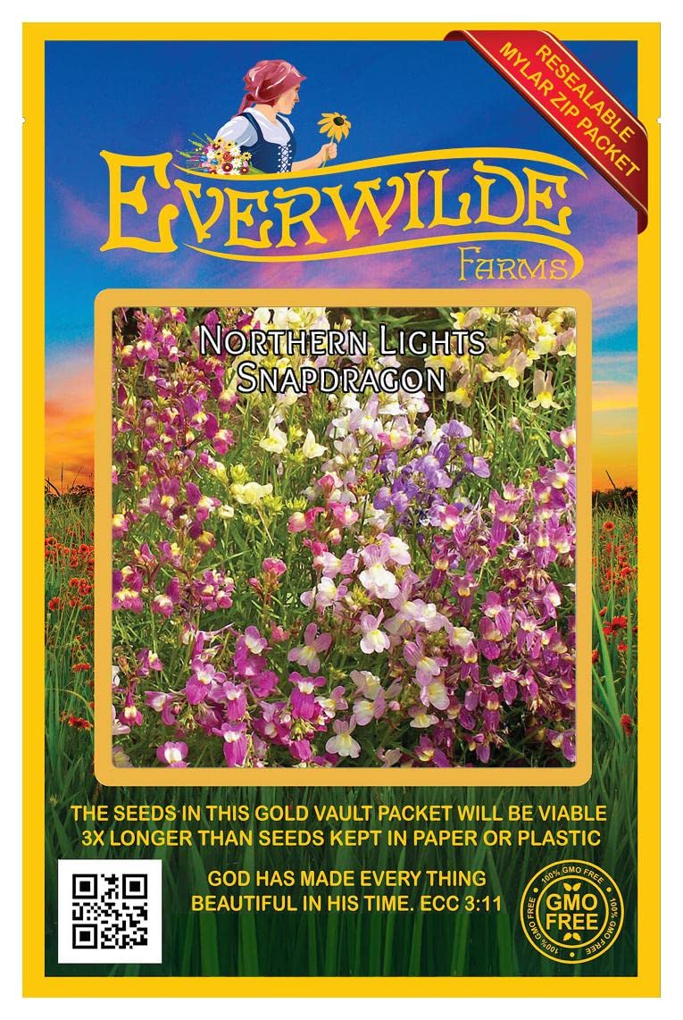 2000 Northern Lights Mix Tall Snapdragon Wildflower Seeds - Premium Gold Vault Seed Packet for Garden Planting & Landscaping - Attracts Pollinators & Adds Vibrant Colors to Your Yard