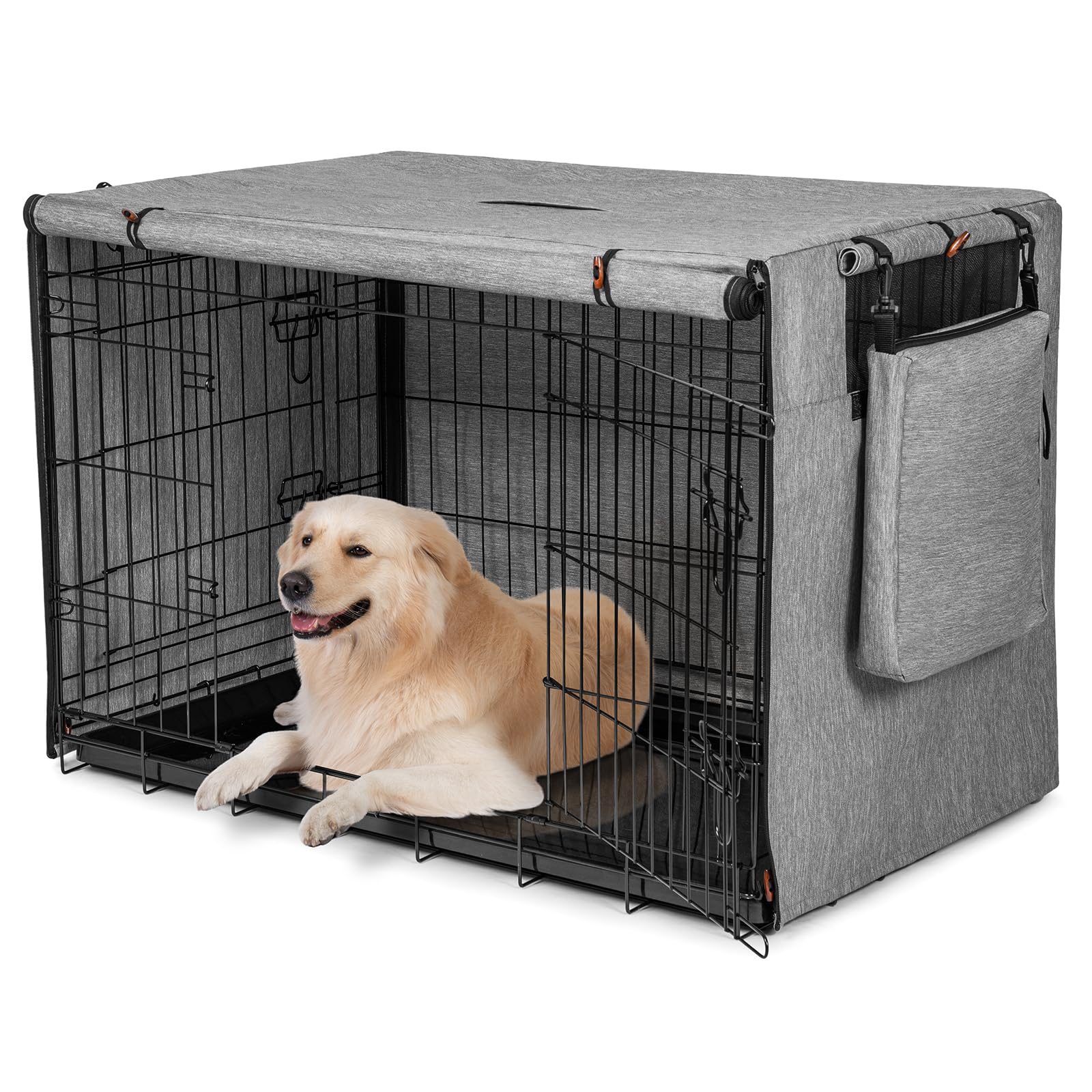 600D Waterproof Dog Crate Cover with Storage Bag - Fits 36 Inch Wire Kennel for Medium Dogs | Durable Pet Cage Cover in Gray | Perfect for Indoor/Outdoor Use, Travel & Home Protection