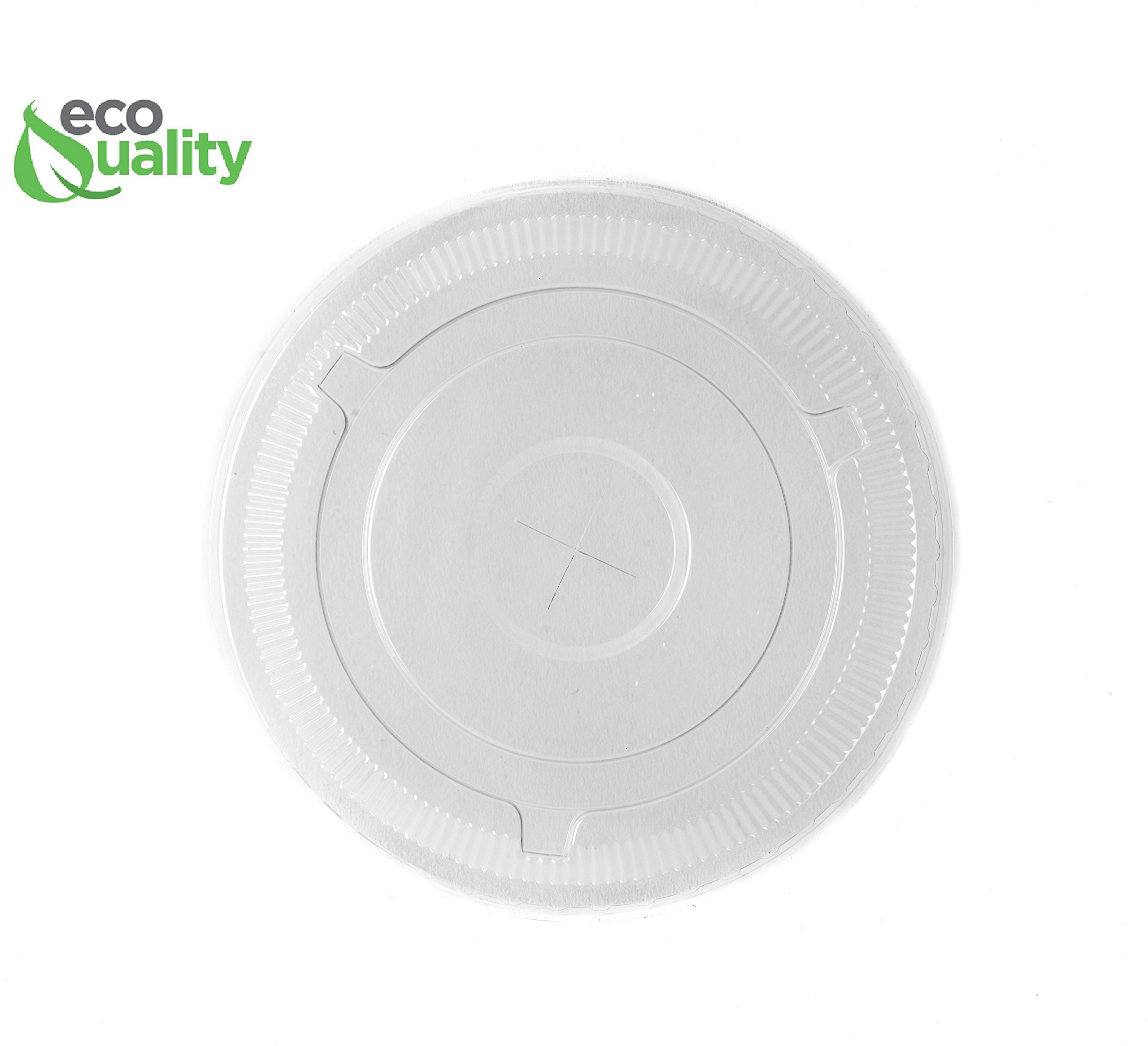 EcoQuality - 100 Pack Ultra Clear Flat Plastic Cold Cup Lids for 12/16/20/24 oz Cups - Compatible with Most PET Cups, Straw Slot Lids - Perfect for Iced Coffee, Bubble Tea, Smoothies & Takeout Drinks