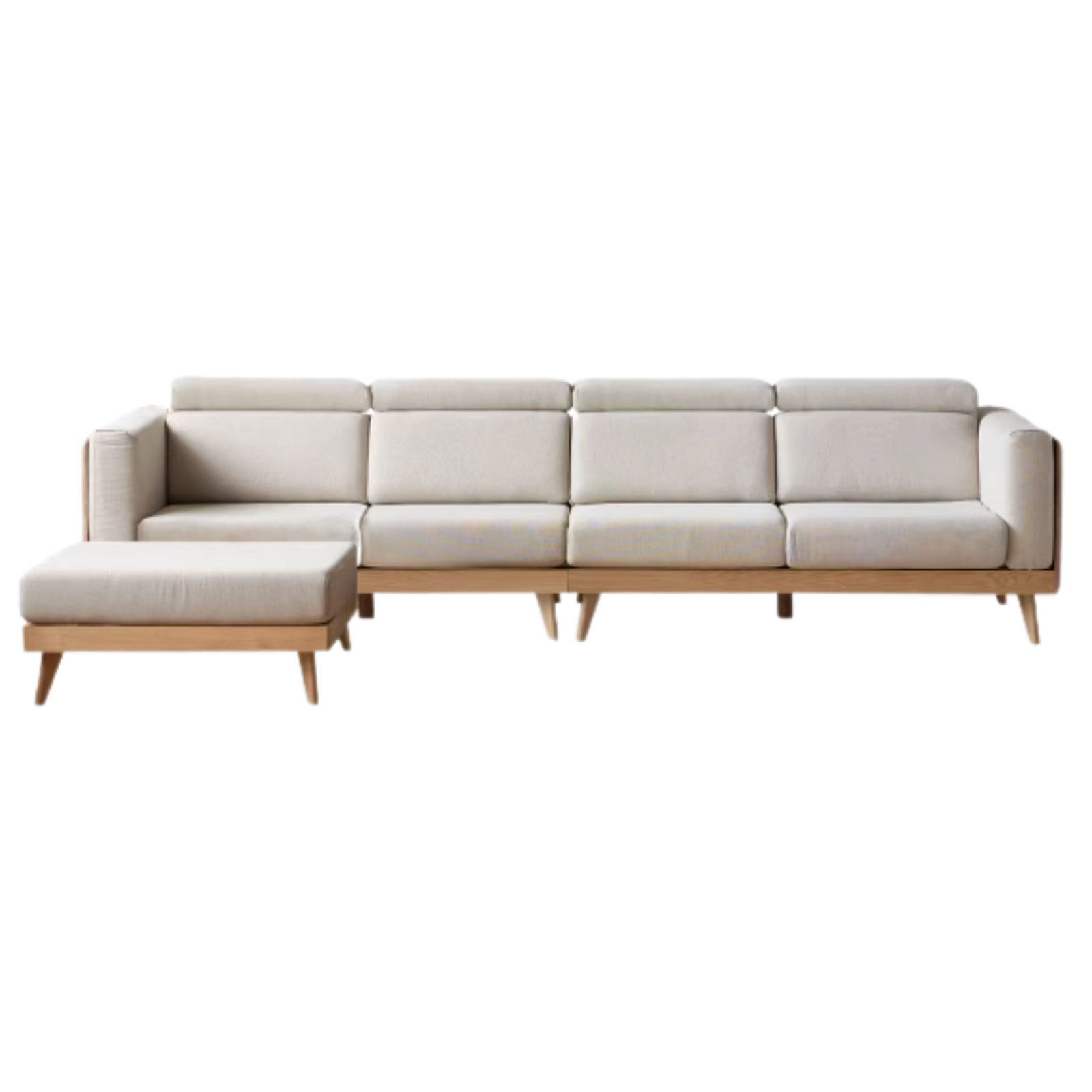 133.8x70x33.8 inch / 340x178x86 cm /  Natural Wood Color white color / Oak 4-seater sofa + Footstool