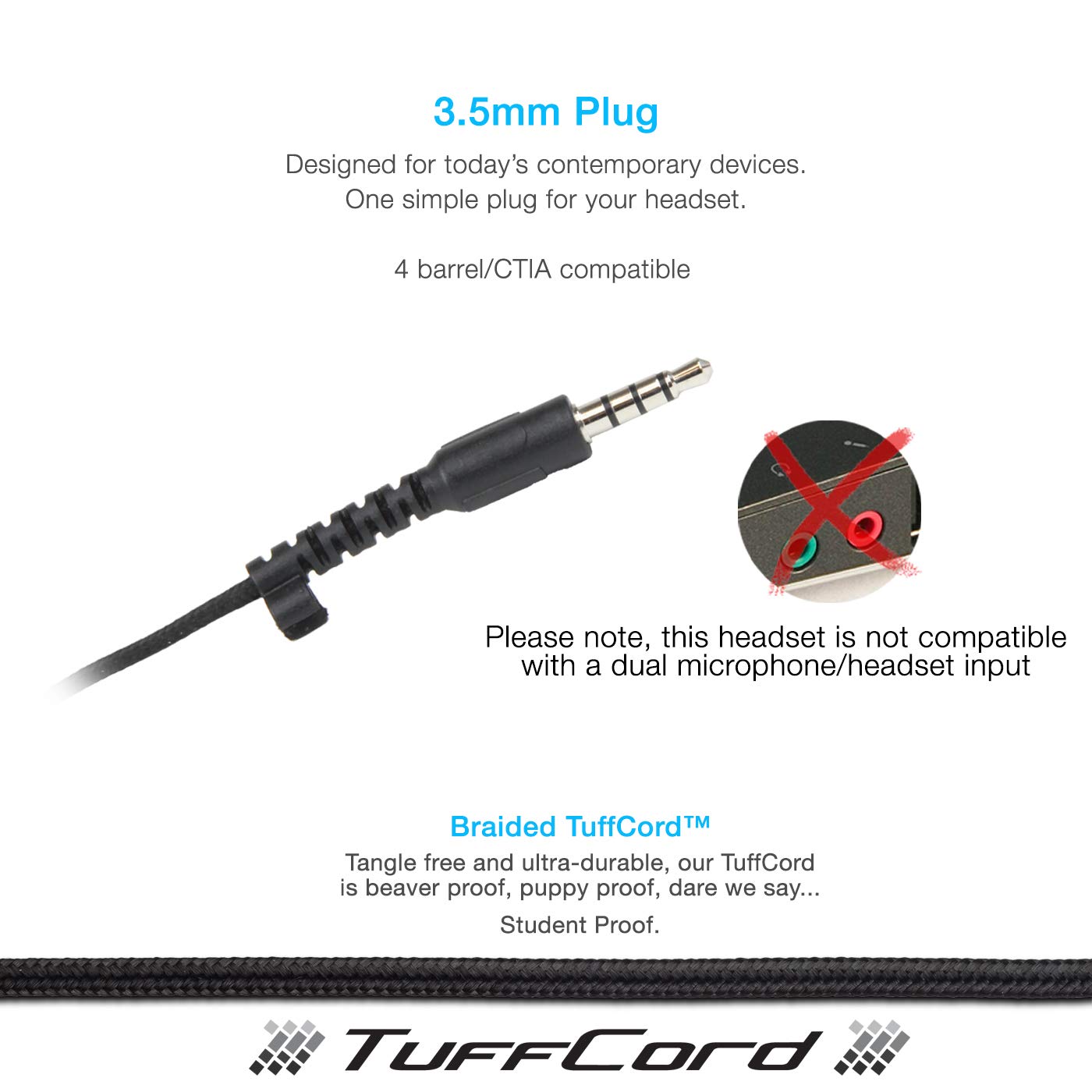 Cyber Acoustics AC-4000-20 3.5mm Stereo Headset with Noise Cancelling Mic - 20 Pack for PC, Tablet, Phone - Perfect for Office, Classroom, Home & Online Meetings