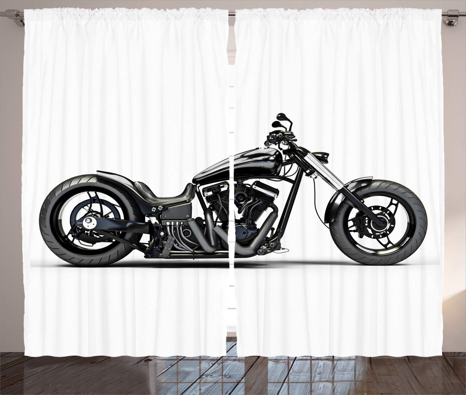 Ambesonne Motorcycle Themed Curtains - 2 Panel Set, 108