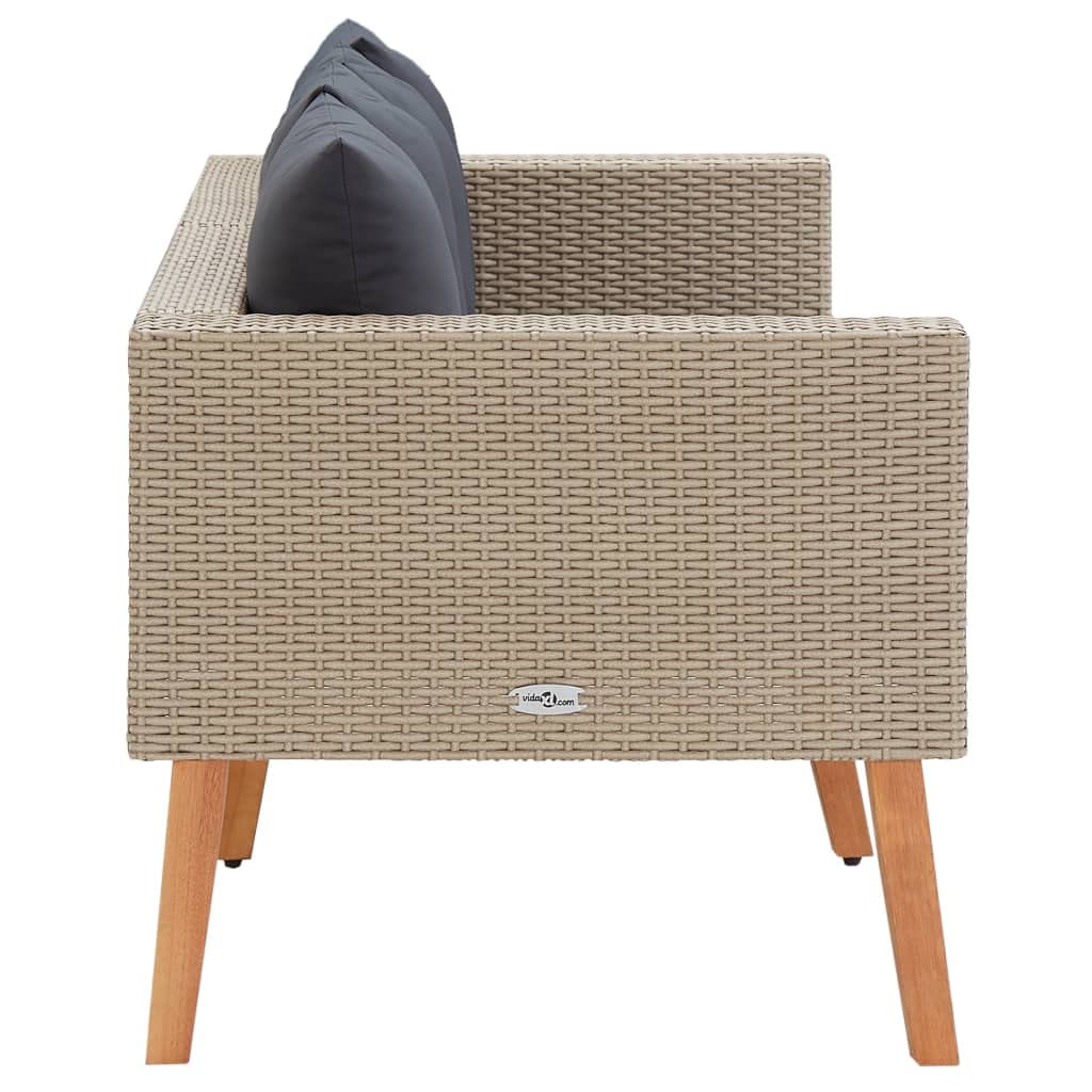 2-Seater Outdoor Sofa with Cushions - Beige Poly Rattan Patio Furniture for Backyard, Porch & Balcony | Indoor & Outdoor Use - Perfect for Relaxing, Entertaining & Lounging in Your Garden or Terrace
