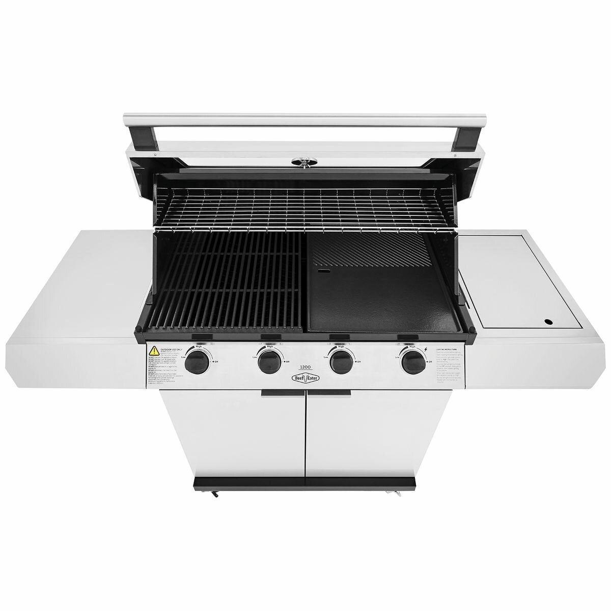 Beefeater 1200 Series 4 Burner LPG BBQ Grill with Side Burner & Rolling Trolley - BMG1241SB - Perfect for Backyard BBQs, Outdoor Cooking, and Family Gatherings