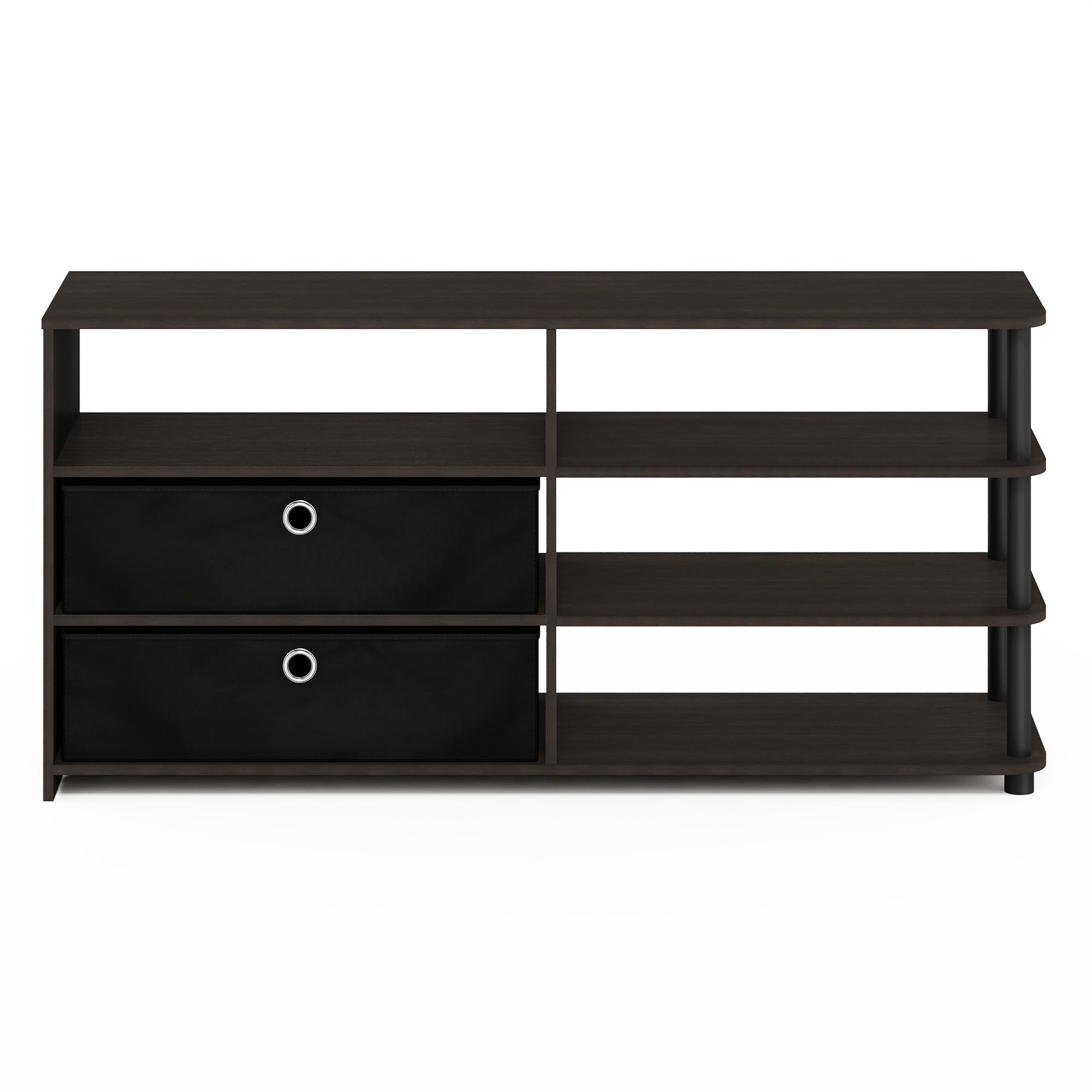 Furinno JAYA 55-Inch TV Stand with Storage Bins - Walnut Finish, Simple Modern Design for Living Room, Bedroom & Home Theater Setup