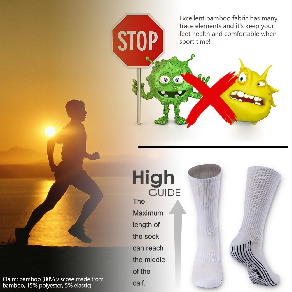 Sunew Bamboo Viscose Socks for Men & Women - 6 Pairs Soft Cushioned Crew Socks for Workout, Hiking, Running & Outdoor Activities | Breathable Moisture-Wicking Comfort Socks
