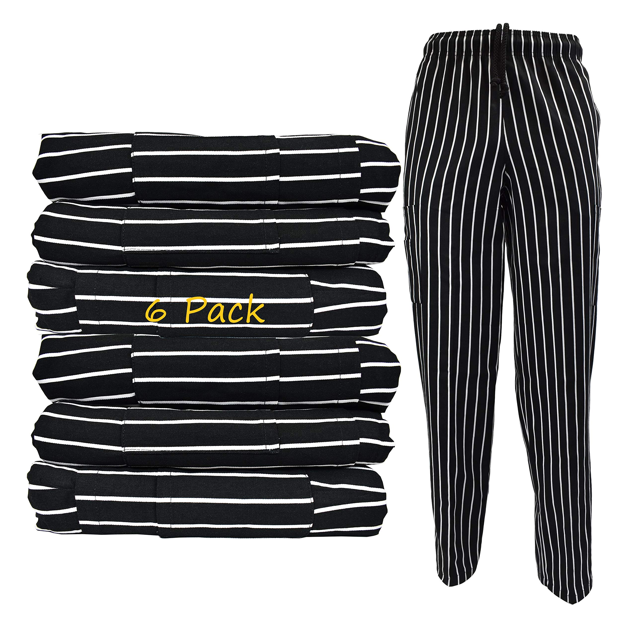 Premium 100% Cotton Chalkstripe Chef Cargo Pants - Breathable & Durable Natural Uniforms for Professional Kitchens (Multi-Pack Options Available) - Ideal for Chefs, Cooks & Culinary Students