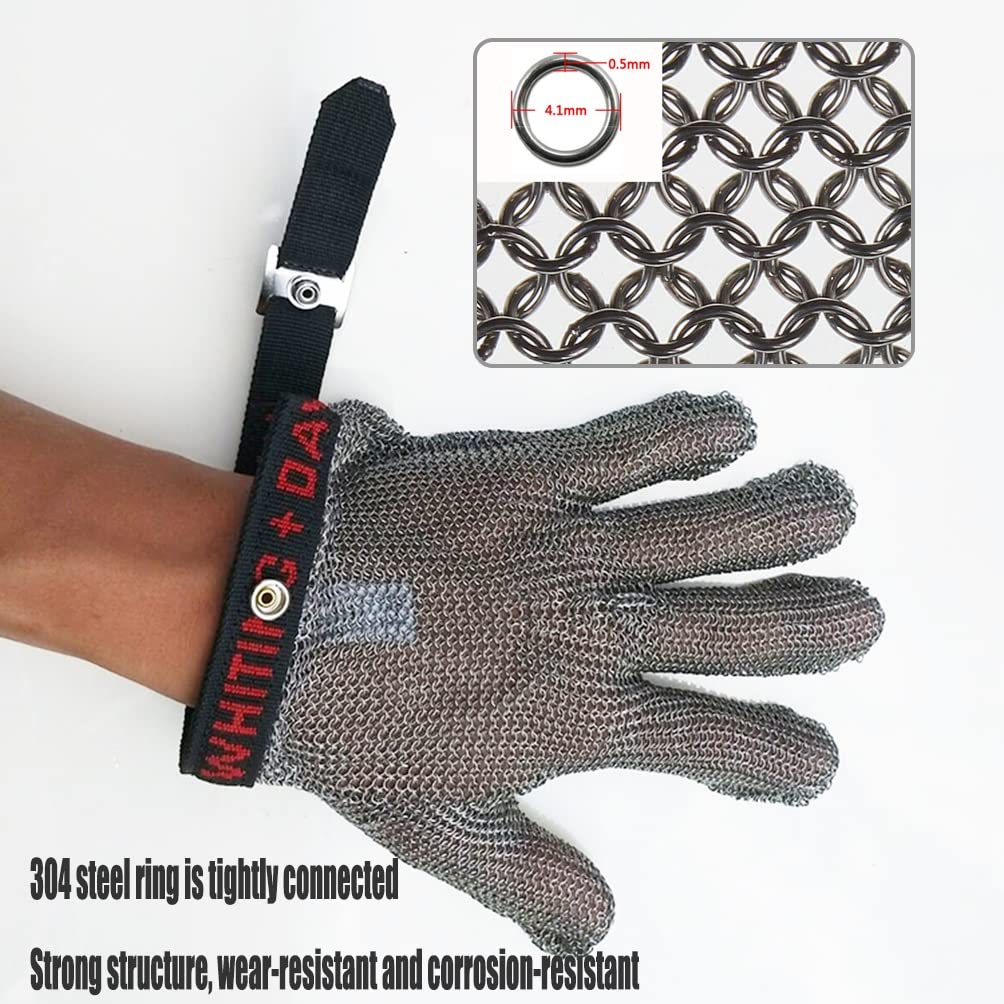 Cut Resistant Stainless Steel Gloves for Work - Chainmail Safety Gloves for Cutting, Slicing & Handling Sharp Objects - Ambidextrous Fit (Size S) - Ideal for Butchers, Chefs, Construction & Industrial Workers
