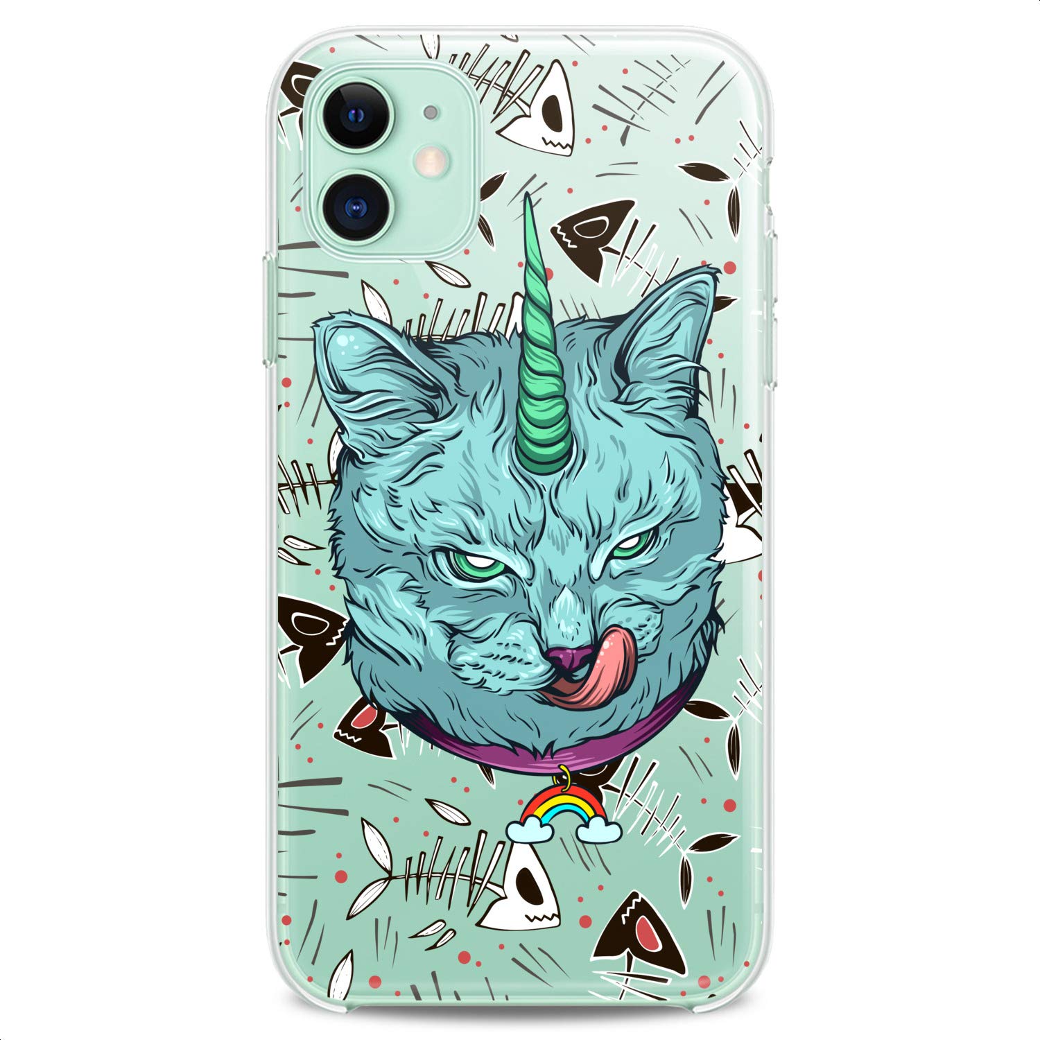 Premium Flexible TPU Phone Case for iPhone 16/15/14/13/12/11 Pro Max/Plus/Mini/Xs/Xr/X/8/7/6/5/SE - Slim Clear Silicone Cover with Cute Unicat Design for Women & Teens (Green) | Perfect for Everyday Protection & Stylish Outfits