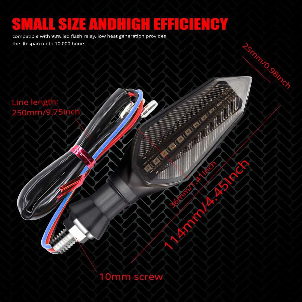 Universal Motorcycle LED Turn Signal Lights - 2-Pack Dual Color Front/Rear Indicators with Red Flowing & Blue Daytime Running Lights, Waterproof 12V 17LEDs - Perfect for Harley, Honda, Yamaha & Cruiser Bikes