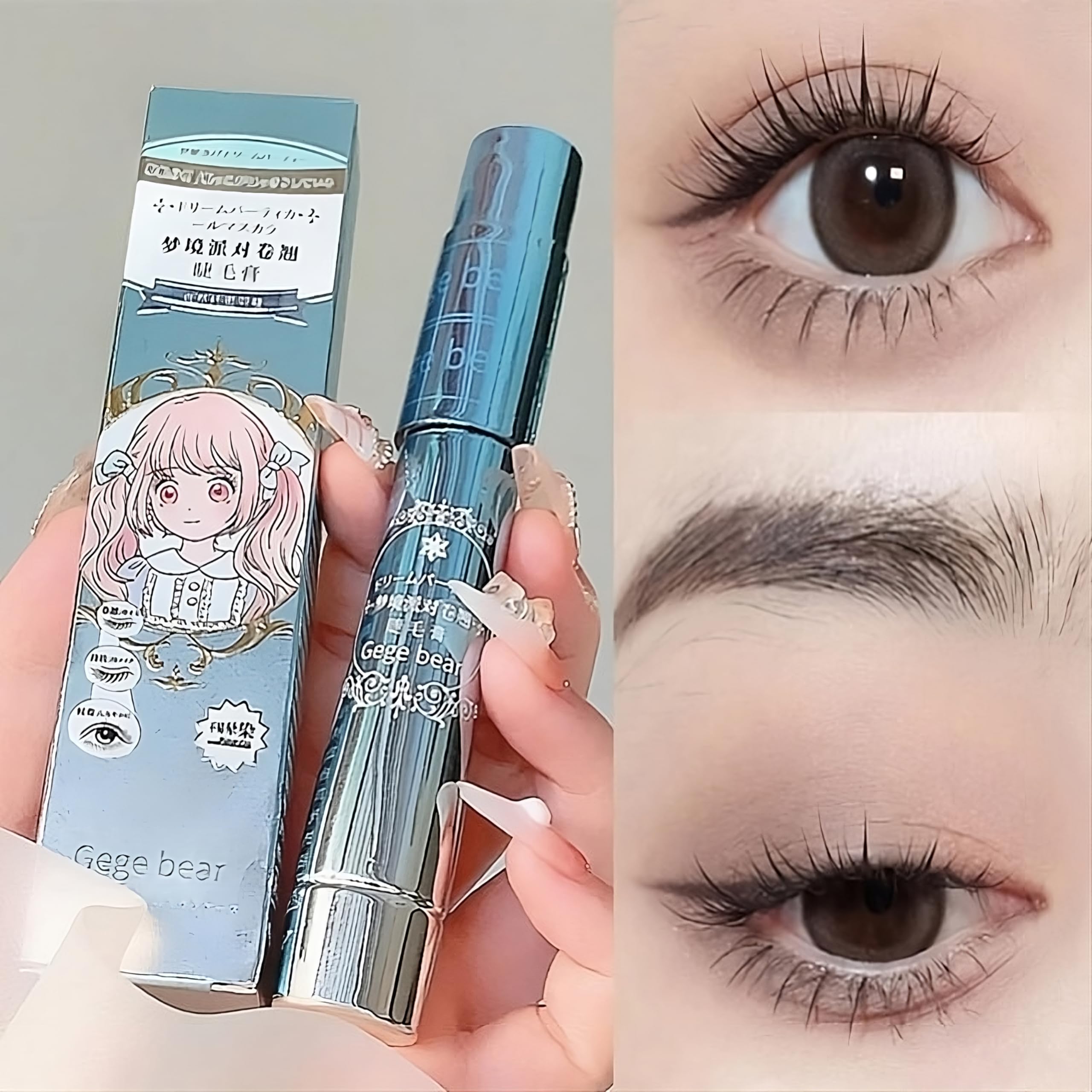 Gege Bear Fiber Curly Mascara - Waterproof & Smudge-Proof Volumizing Mascara for Long-Lasting Curls & Definition | Perfect for Everyday Makeup, Date Night & Special Occasions (Black, 1 Pack)