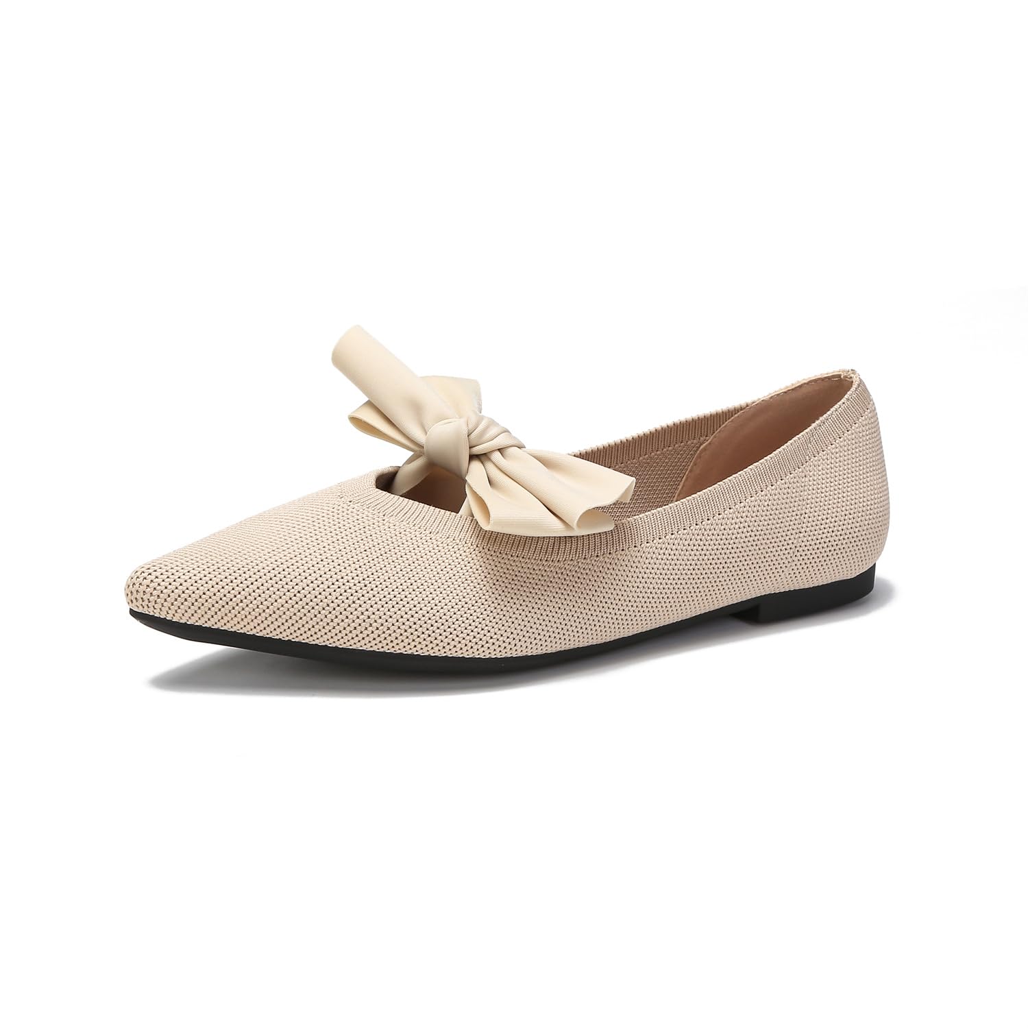 Women's Breathable Mesh Ballet Flats - Comfortable Slip-On Knit Shoes with Bow Detail & Pointed Toe | Perfect for Work, Travel & Casual Outfits