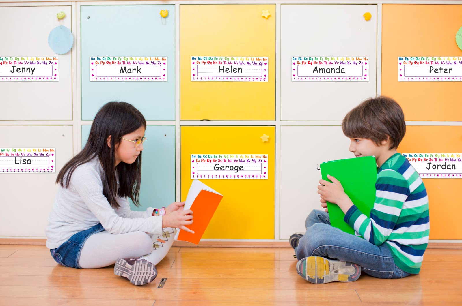 FLYAB 36Pcs Alphabet Name Plates for School Desks - Classroom & Kindergarten Use