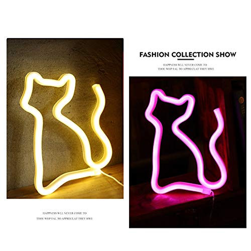 Cat Night Light - USB/Battery Powered LED Cat Shaped Lamp for Bedroom, Nursery, Wedding & Party Decor - Cute Neon Pet Gift for Cat Lovers (Perfect for Nighttime Reading, Kids' Rooms & Holiday Decorations)