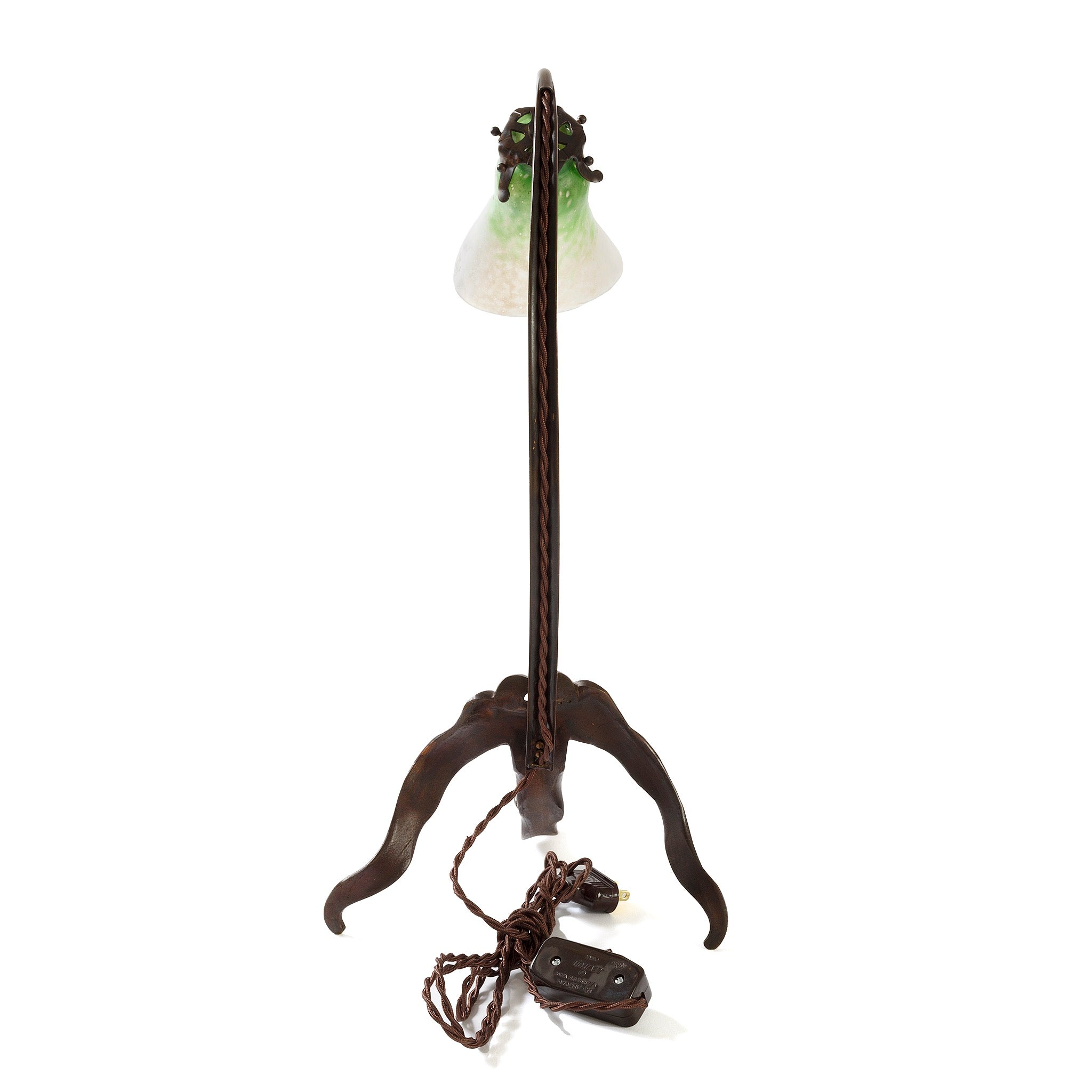 Louis Majorelle Daum Nancy Lily Blossom Table Lamp - Antique French Art Nouveau Glass & Bronze Desk Light - Perfect for Living Room, Bedroom, or Office Decor