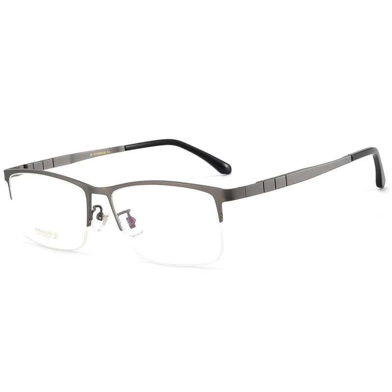 Bclear Men's Semi-Rimless Square Titanium Eyeglasses Frame 71111 - Lightweight & Durable Glasses for Work, Reading, and Everyday Use