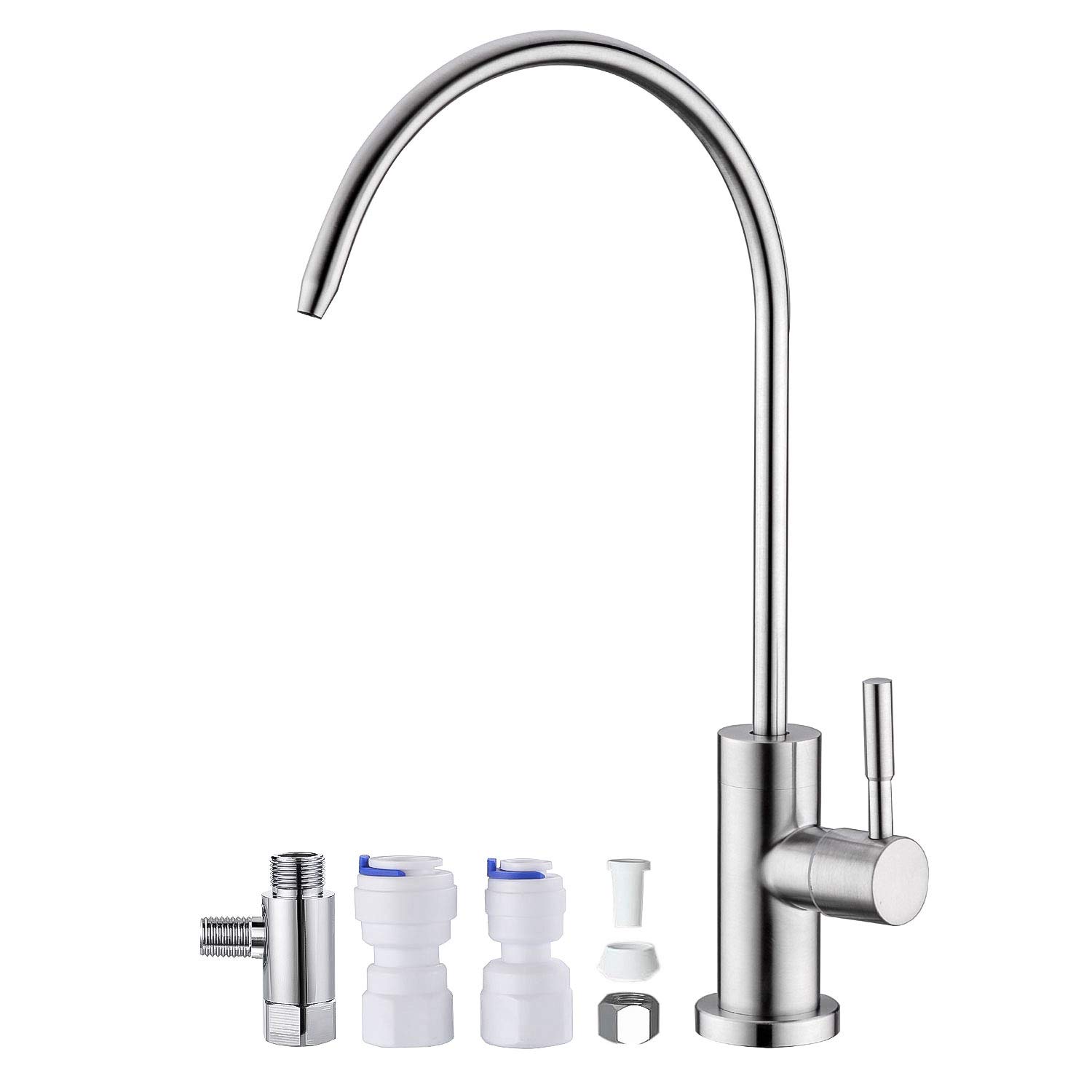 Anpean Lead-Free SUS304 Stainless Steel Drinking Water Faucet - Brushed Nickel Finish for Reverse Osmosis & Water Filtration Systems - Perfect for Kitchen Sink, RV, and Office Water Dispenser