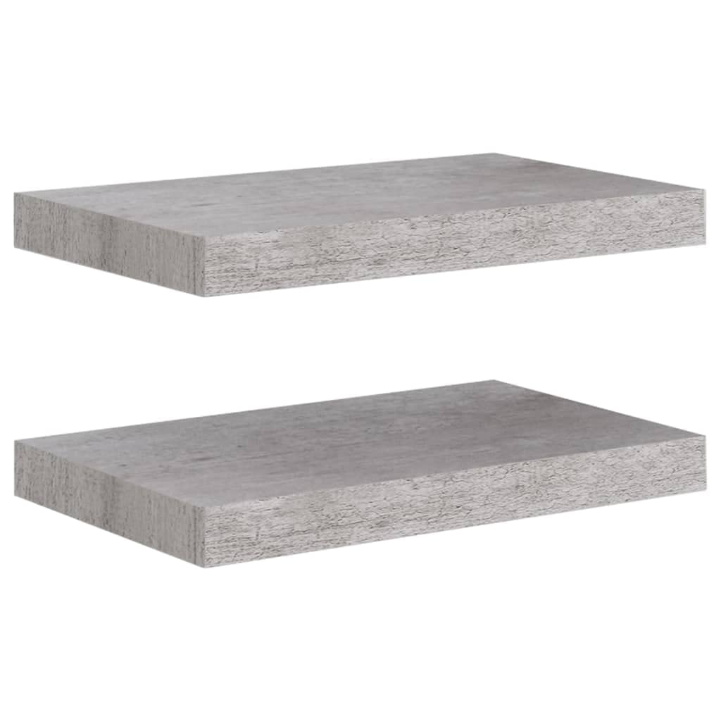 Floating Wall Shelves 2 Pack - Concrete Gray MDF Display & Storage Shelf (15.7