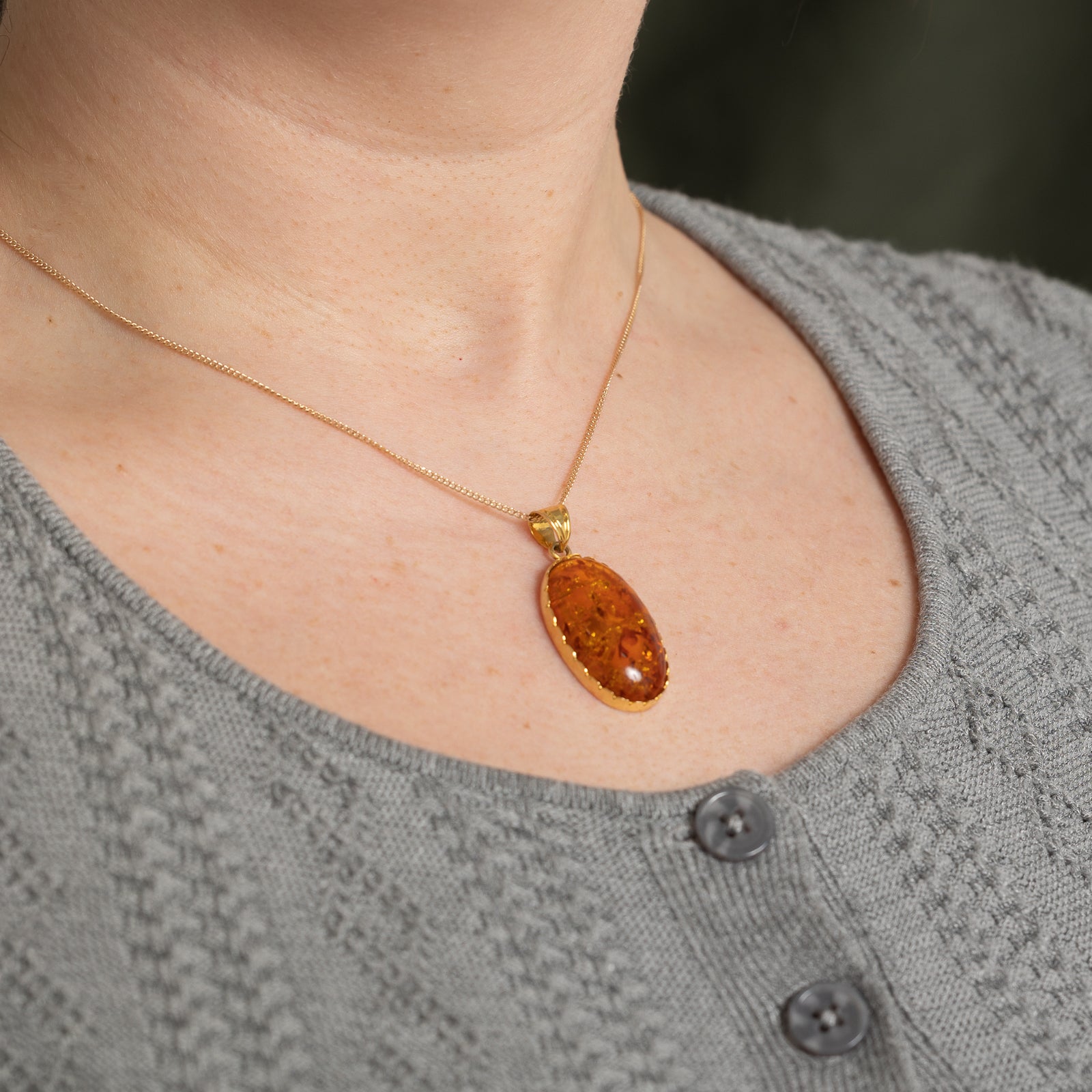 11.00ct Natural Oval Cabochon Amber Pendant - Handcrafted Jewelry for Women, Gift for Her - Perfect for Necklaces, Bracelets & Boho Style Accessories