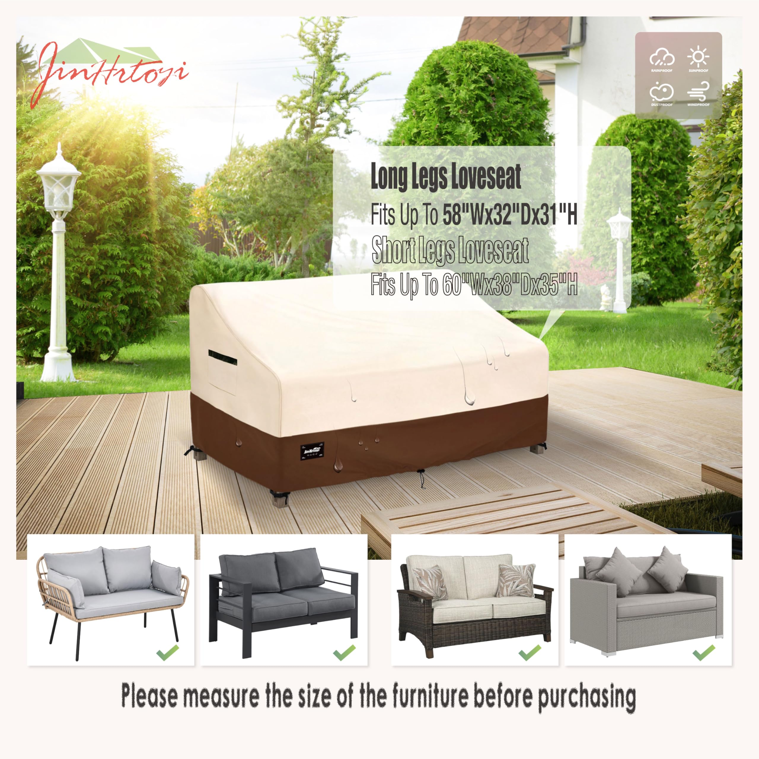 2-Seater Outdoor Couch Cover 58