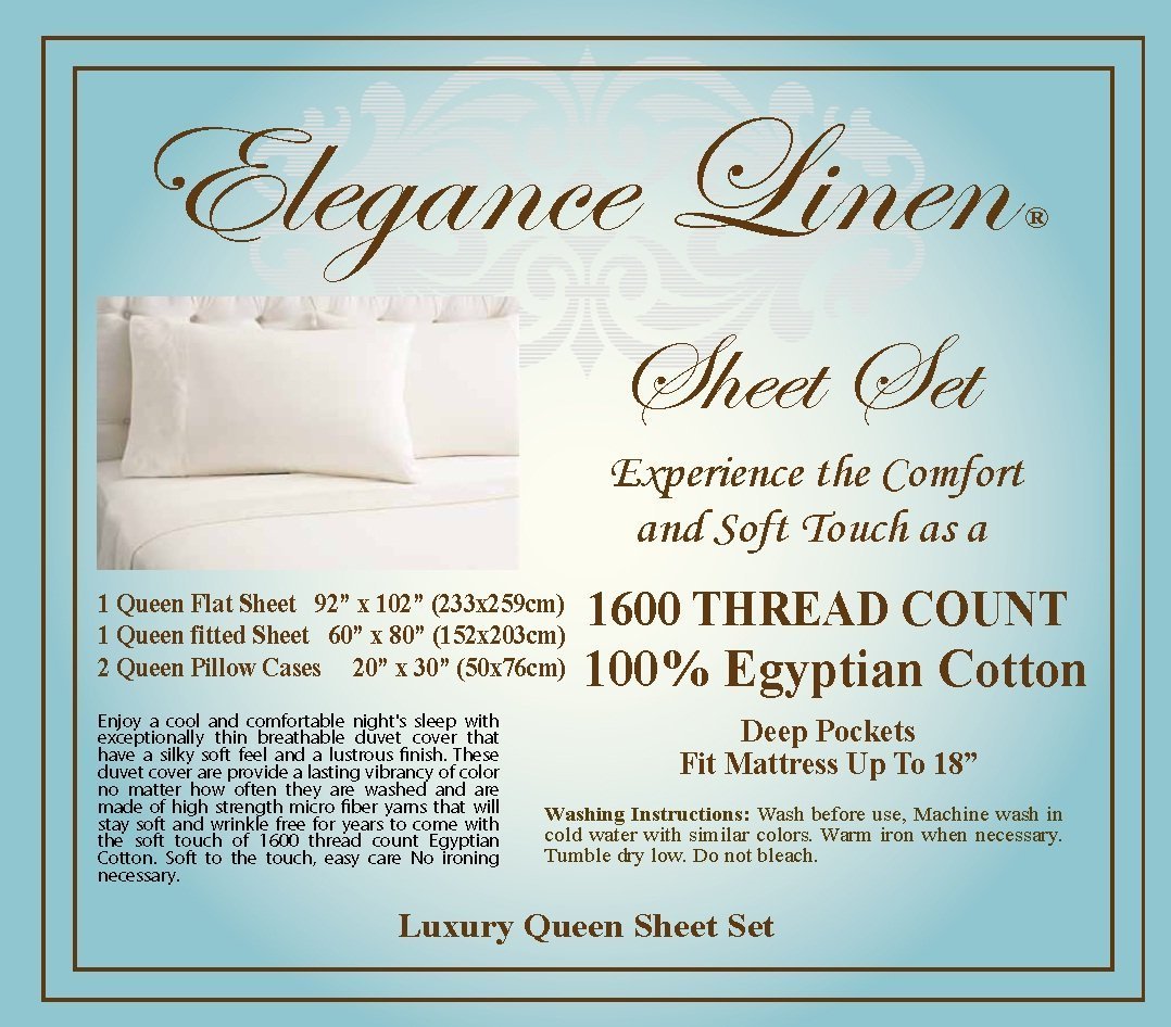 Luxury 1600 Thread Count Silky Soft 4-Piece Bed Sheet Set - Deep Pocket Fits Mattress Up to 16