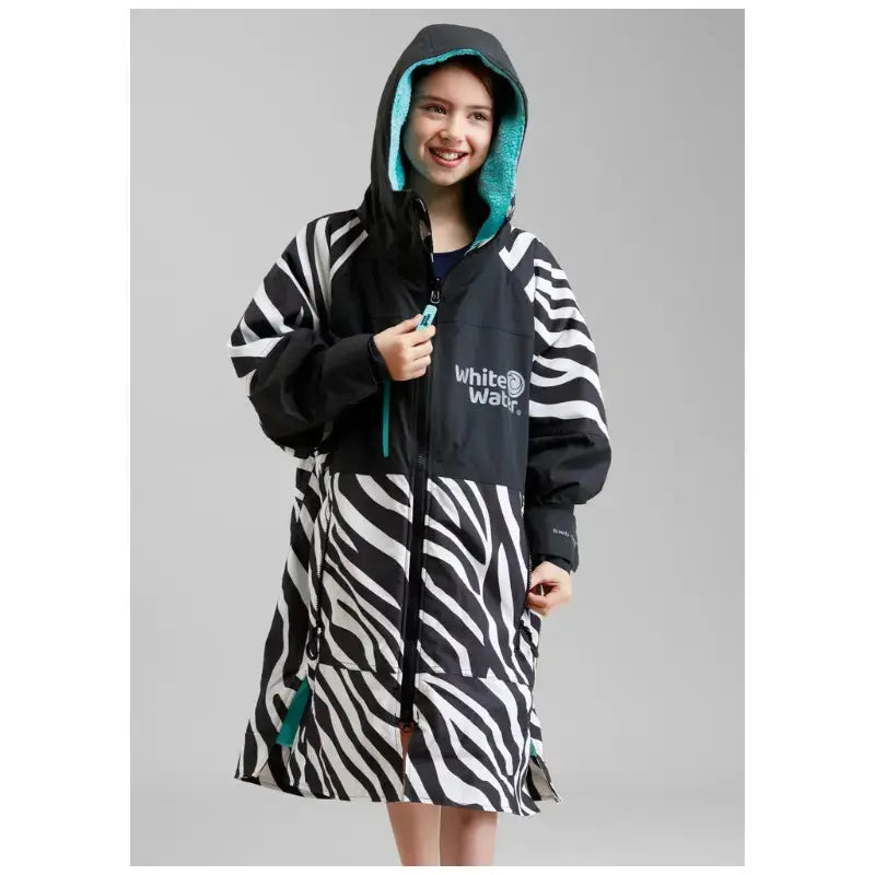 Unisex Kids Swimming Robe with Zebra Print - Quick Dry Swim Cover Up for Beach, Pool & Water Park Activities
